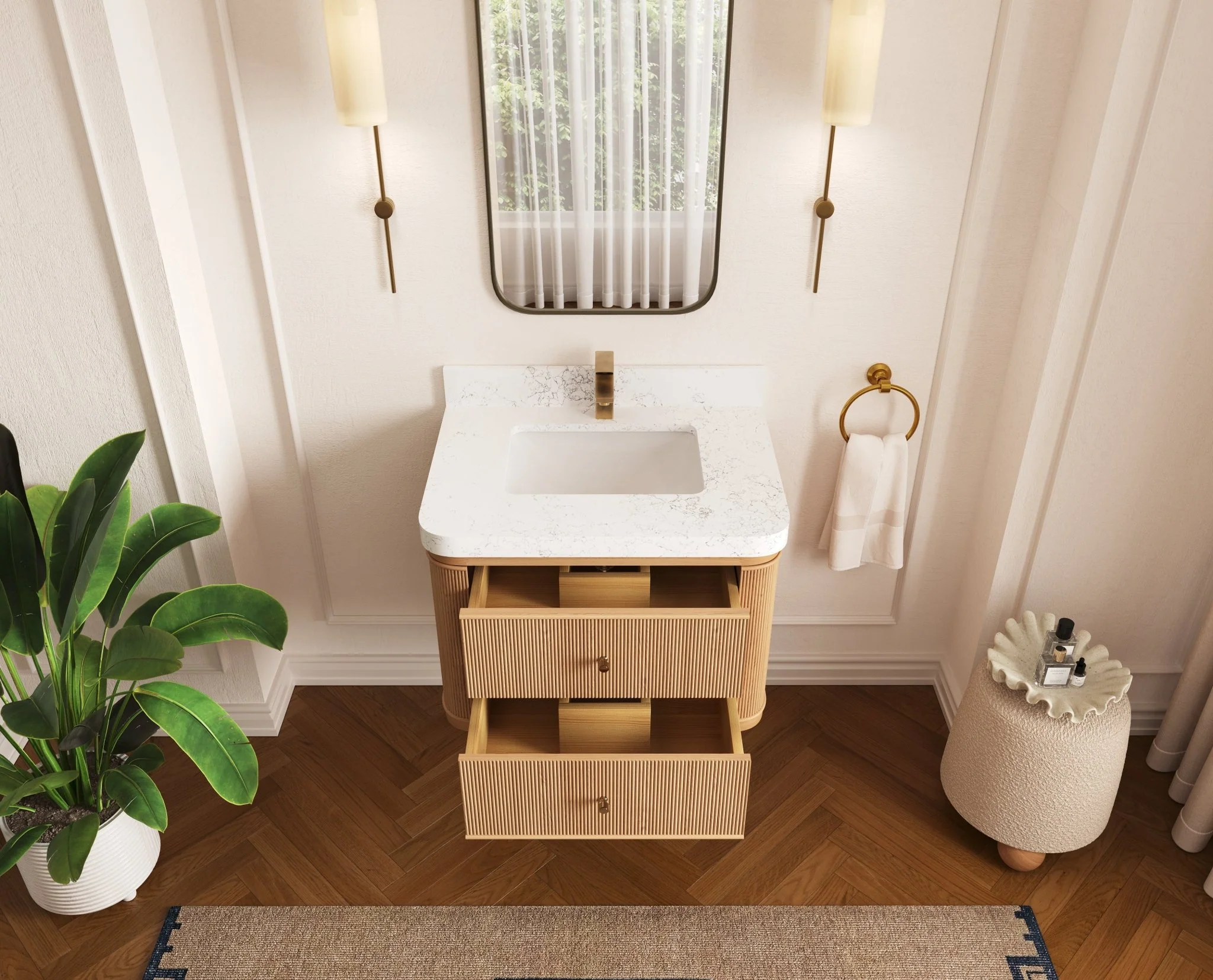 Hampton Floating White Oak 30 in. W x 22 in. D Single Sink Bathroom Vanity - Image 5