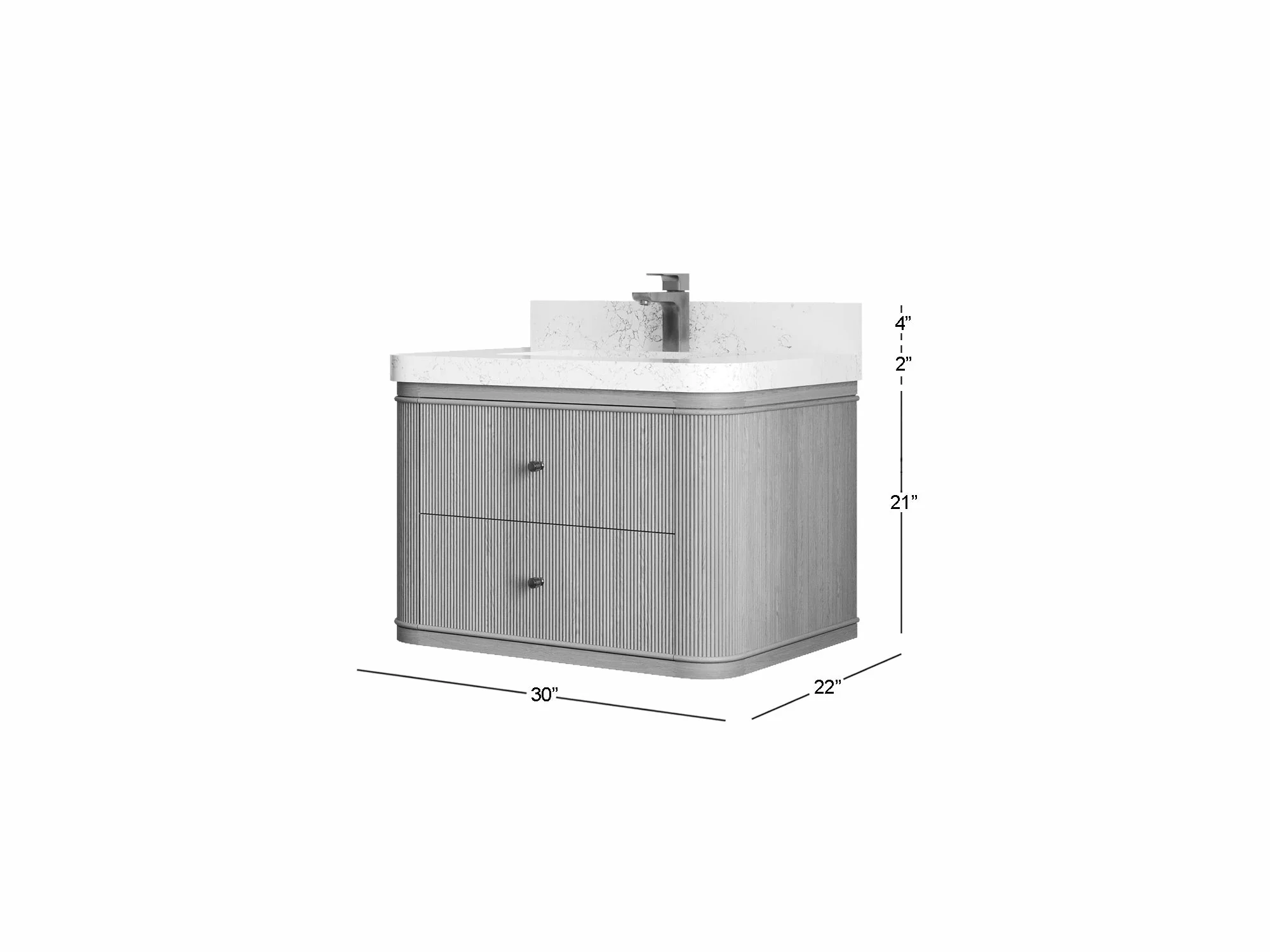 Hampton Floating White Oak 30 in. W x 22 in. D Single Sink Bathroom Vanity - Image 6