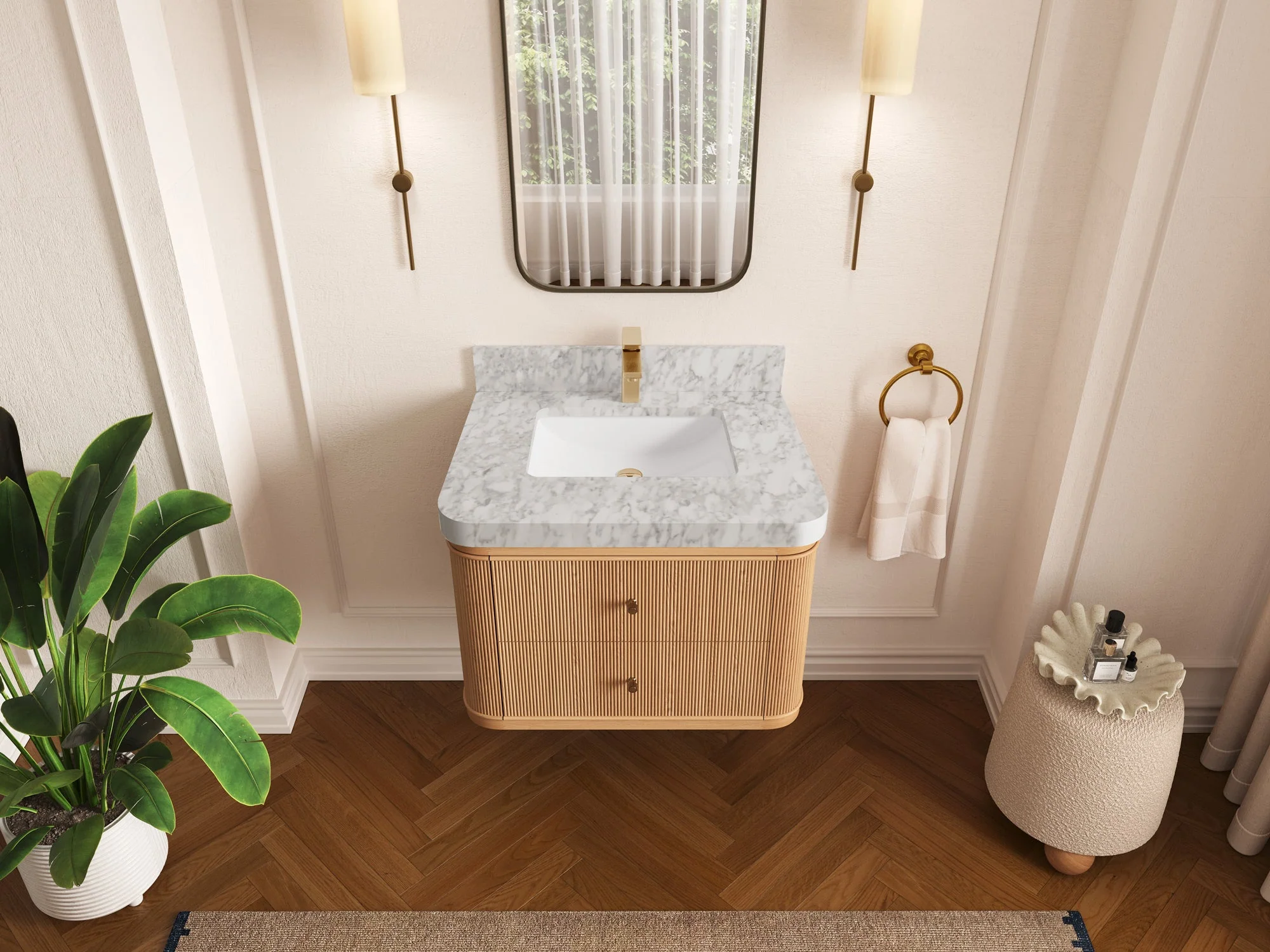 Hampton Floating White Oak 30 in. W x 22 in. D Single Sink Bathroom Vanity - Image 9