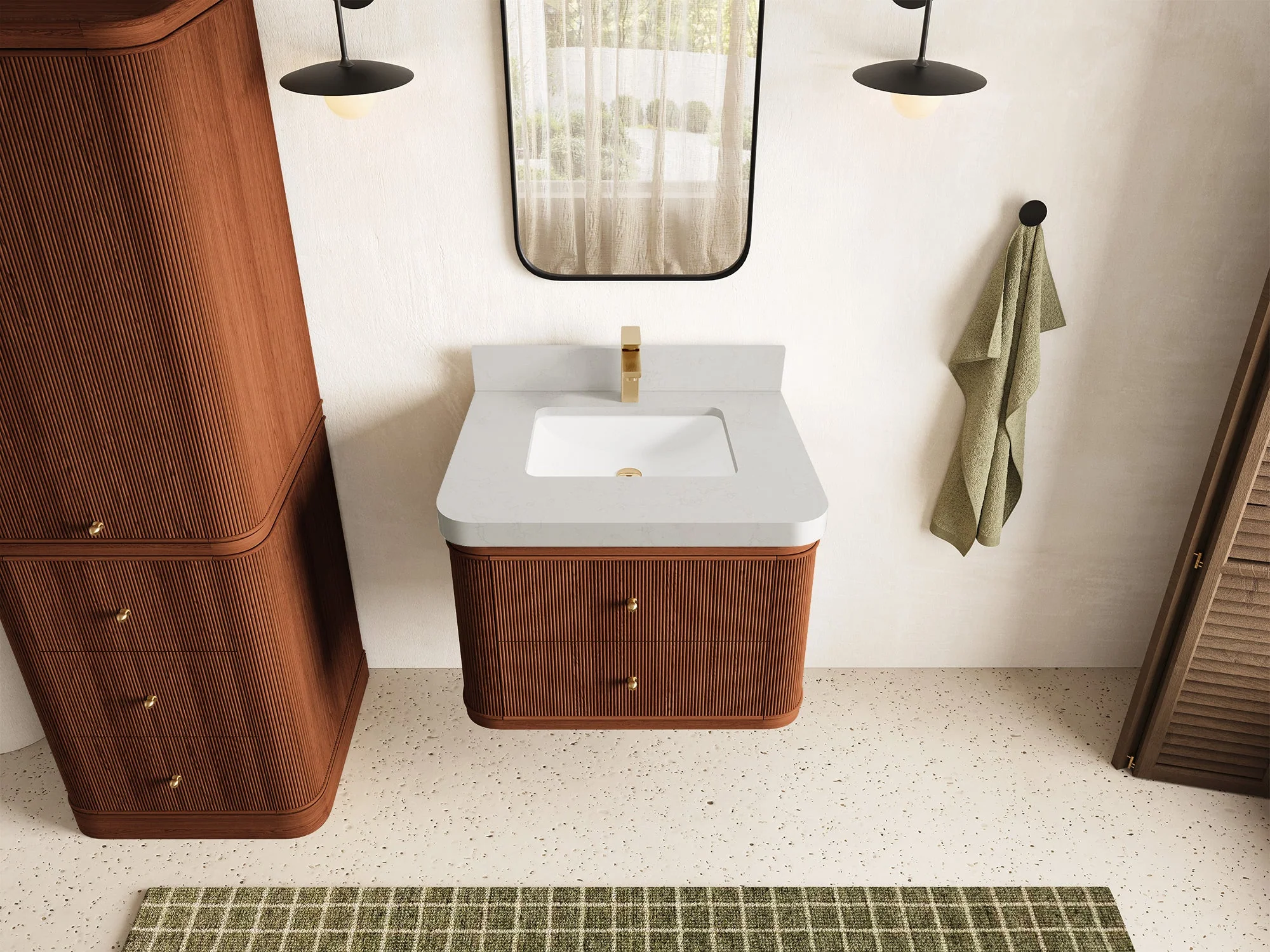 Hampton Floating Teak 30 in. W x 22 in. D Single Sink Bathroom Vanity - Image 18