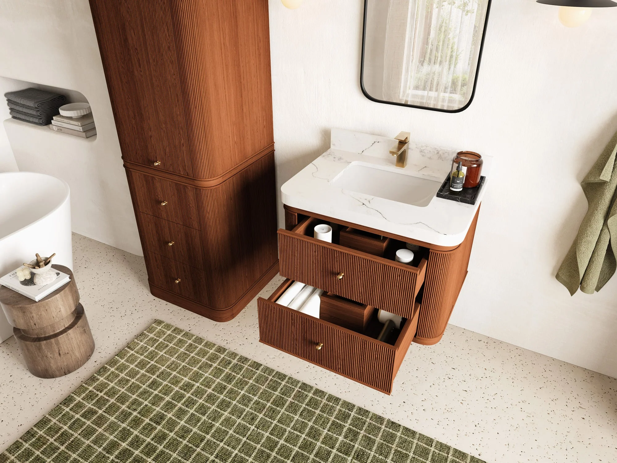 Hampton Floating Teak 30 in. W x 22 in. D Single Sink Bathroom Vanity - Image 3