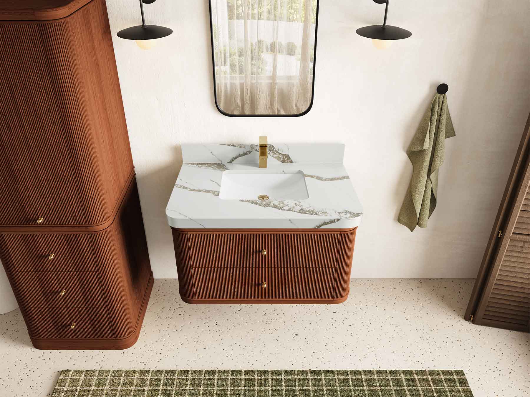 Hampton Floating Teak 36 in. W x 22 in. D Center Sink Bathroom Vanity - Image 13