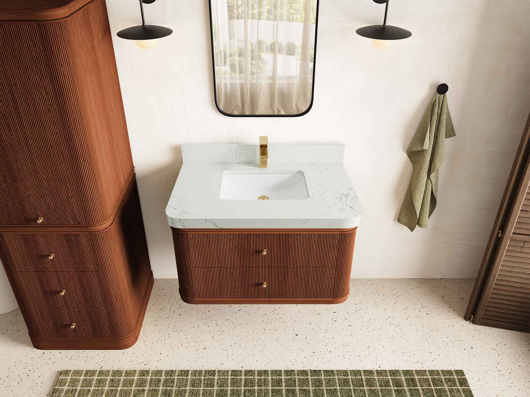 Hampton Floating Teak 36 in. W x 22 in. D Center Sink Bathroom Vanity - Image 21