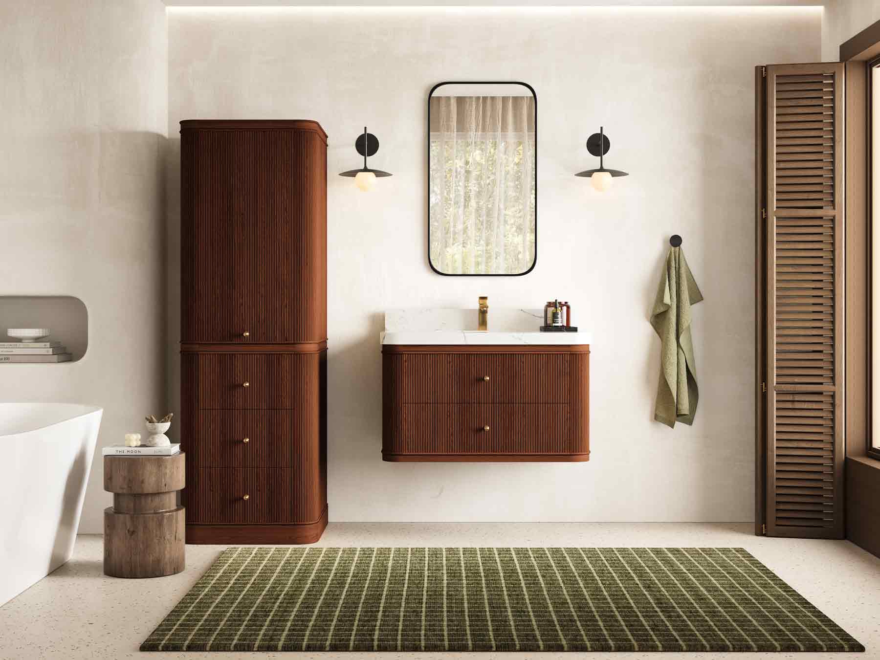 Hampton Floating Teak 36 in. W x 22 in. D Center Sink Bathroom Vanity - Image 4