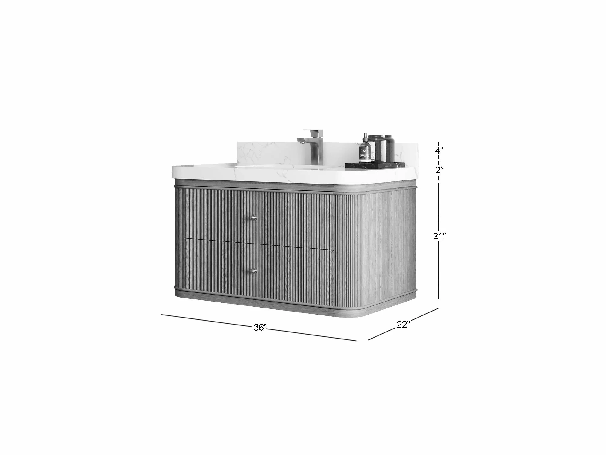 Hampton Floating Teak 36 in. W x 22 in. D Center Sink Bathroom Vanity - Image 5