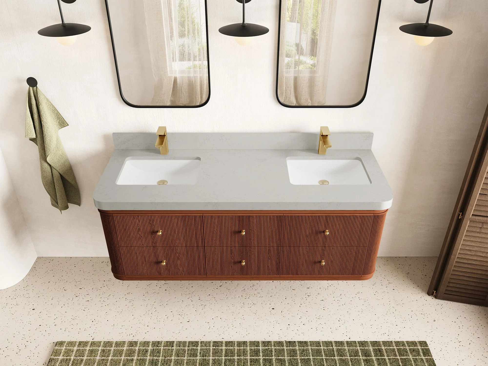Hampton Floating Teak 60 in. W x 22 in. D Double Sink Bathroom Vanity - Image 10
