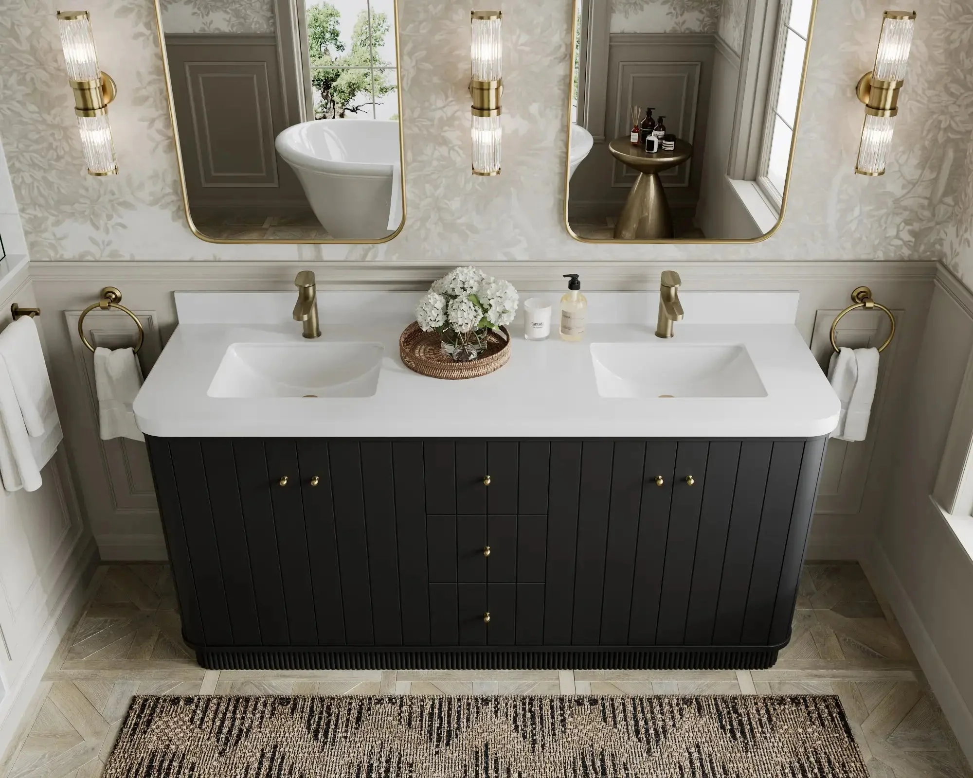 Houston 72 in. W x 22 in. D Free Standing Curved Edge Double Sink Bathroom Vanity - Image 15
