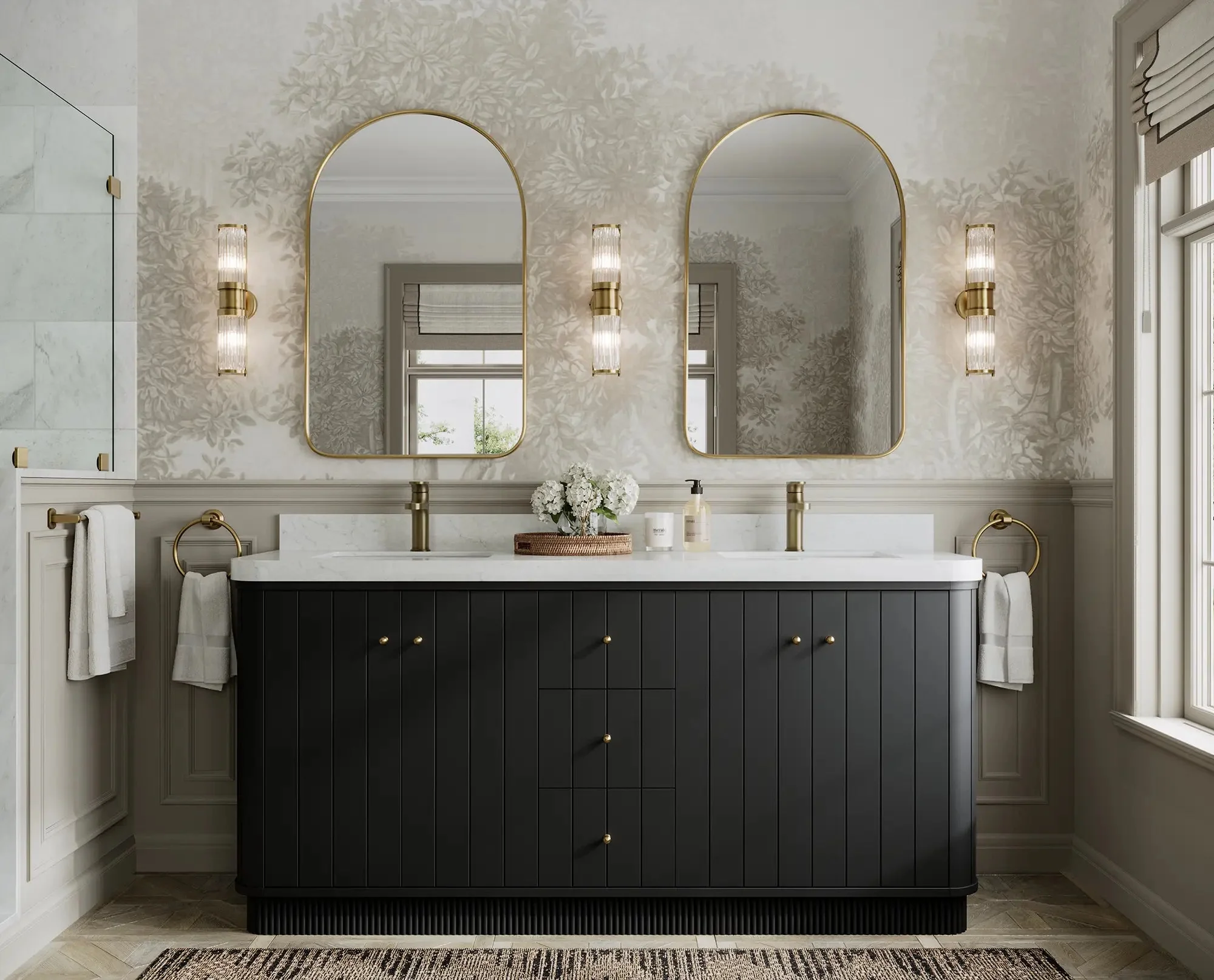 Houston 72 in. W x 22 in. D Free Standing Curved Edge Double Sink Bathroom Vanity - Image 4