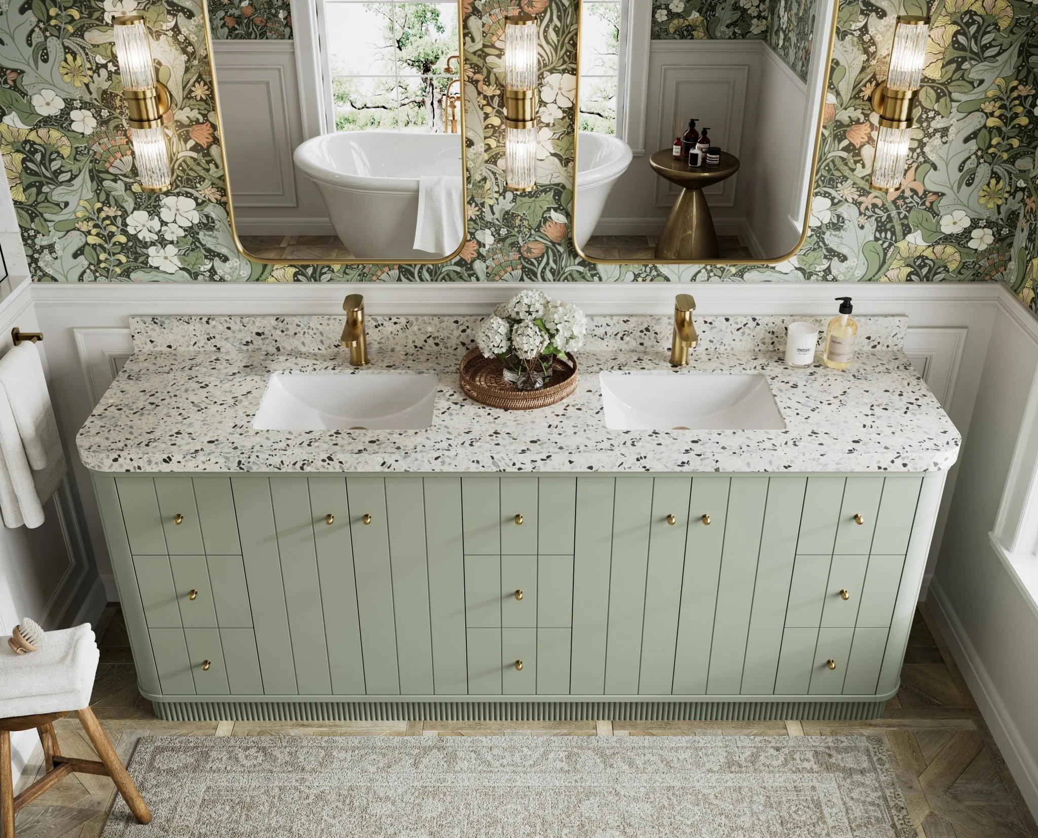 Houston 84 in. W x 22 in. D Free Standing Curved Edge Double Sink Bathroom Vanity - Image 15