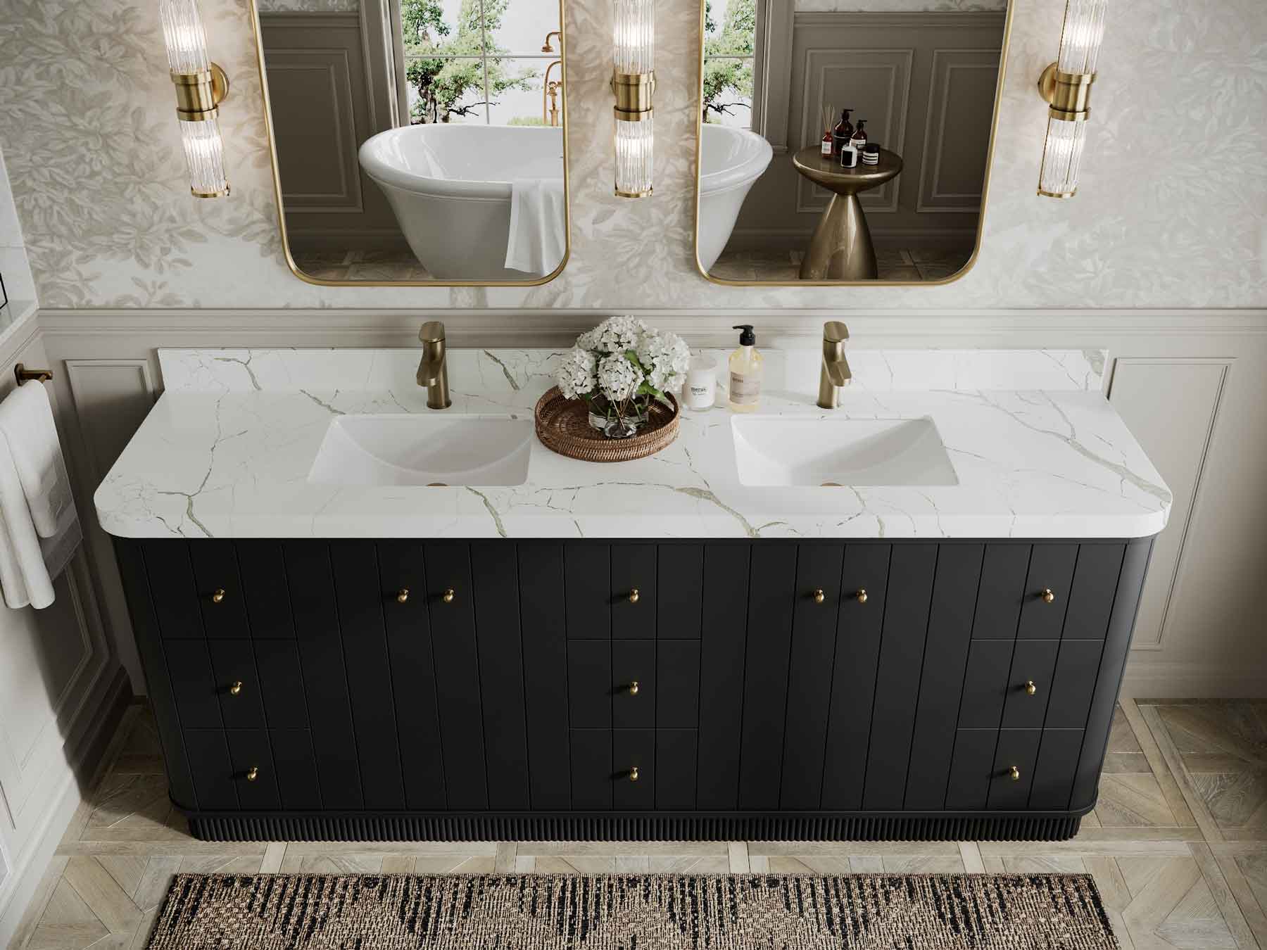 Houston 84 in. W x 22 in. D Free Standing Curved Edge Double Sink Bathroom Vanity - Image 10