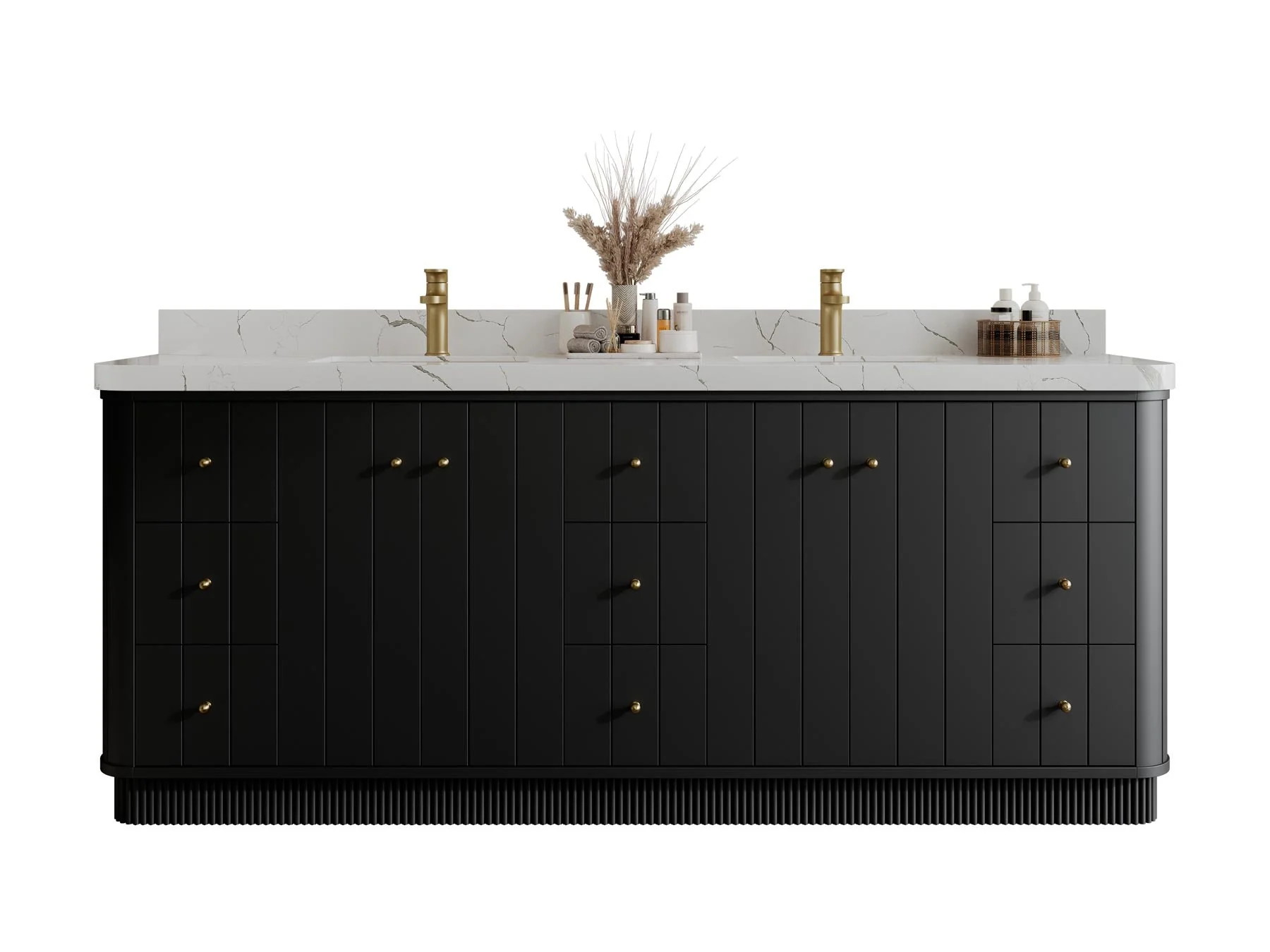 Houston 84 in. W x 22 in. D Free Standing Curved Edge Double Sink Bathroom Vanity - Image 11