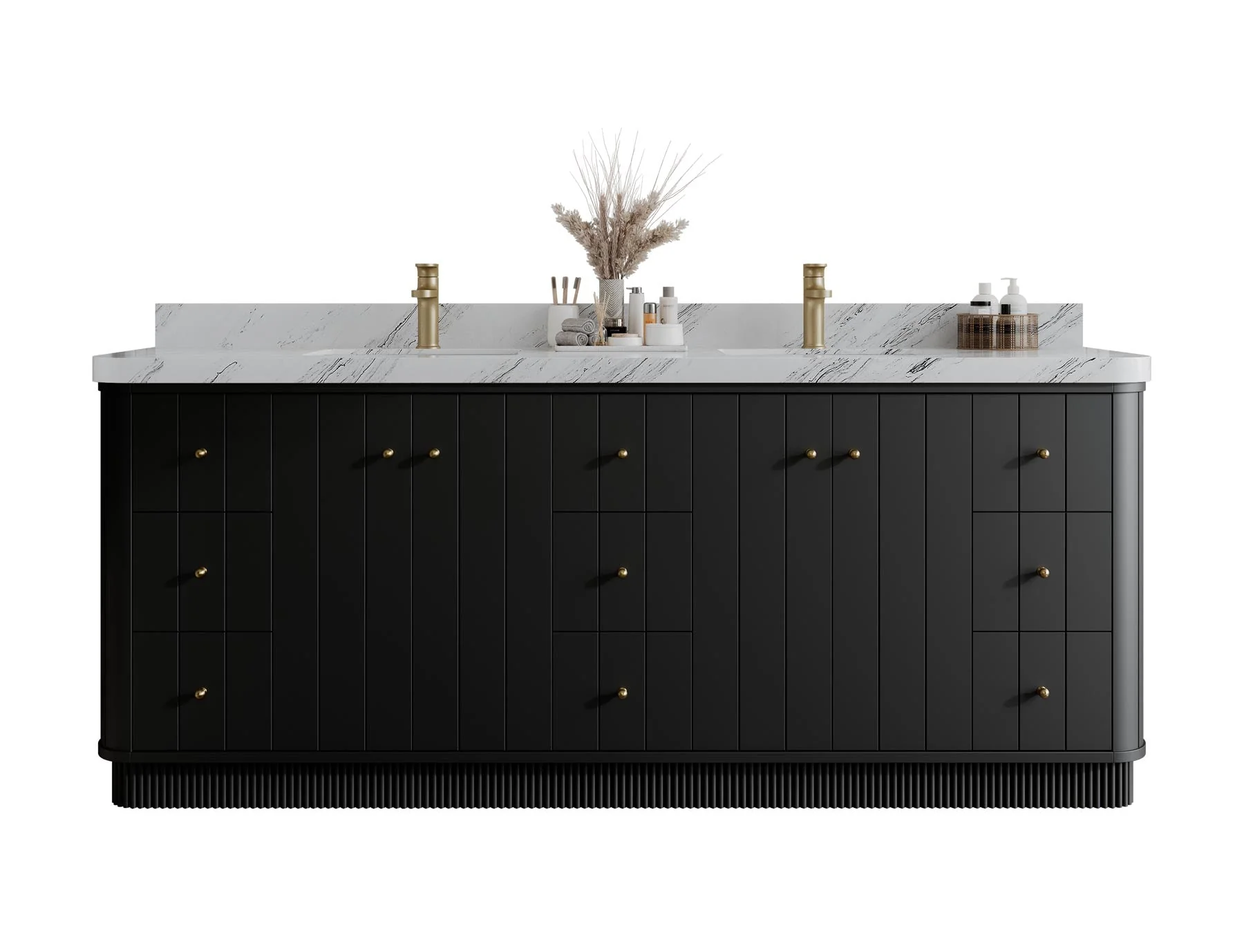 Houston 84 in. W x 22 in. D Free Standing Curved Edge Double Sink Bathroom Vanity - Image 17