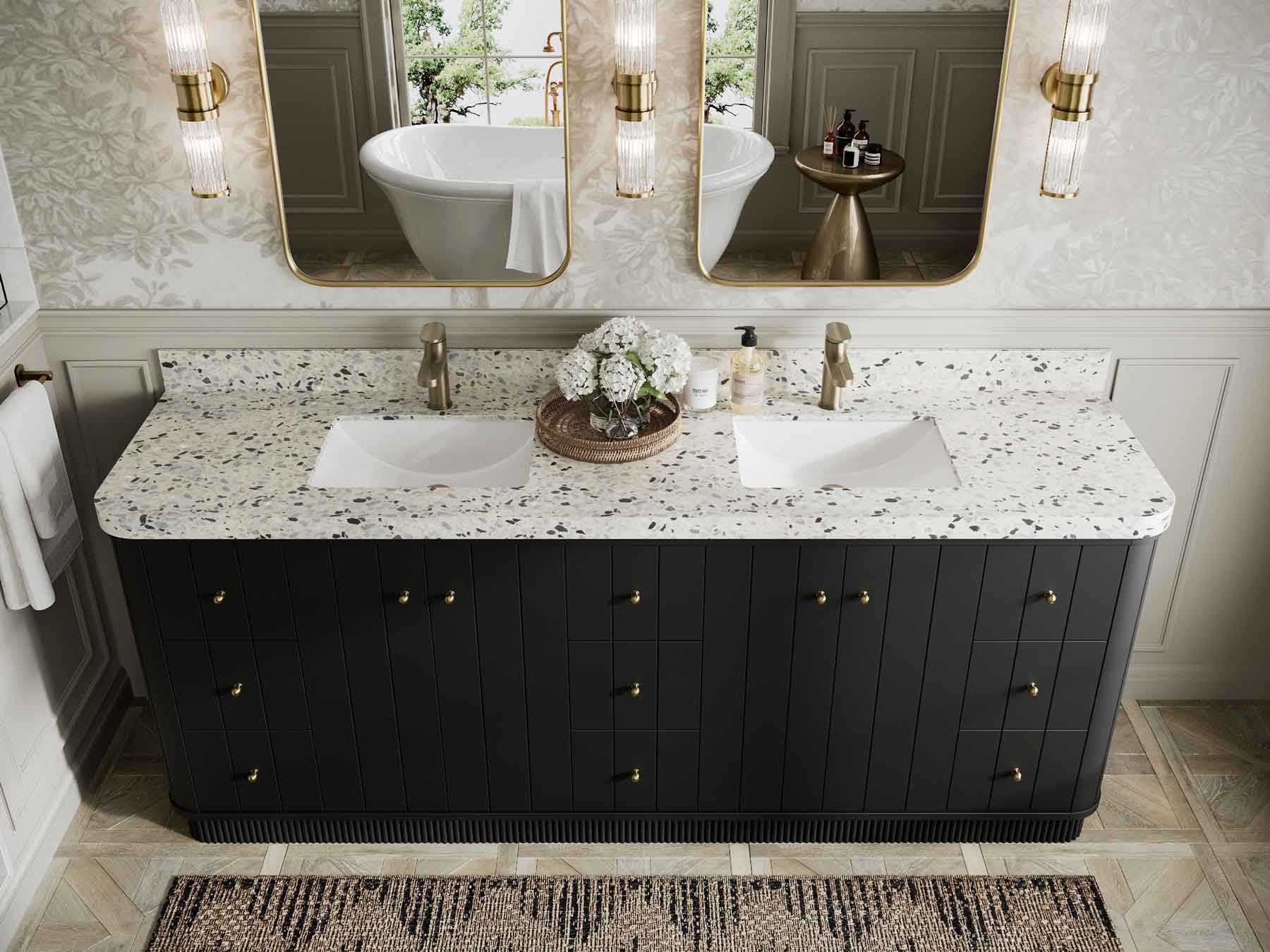 Houston 84 in. W x 22 in. D Free Standing Curved Edge Double Sink Bathroom Vanity - Image 18