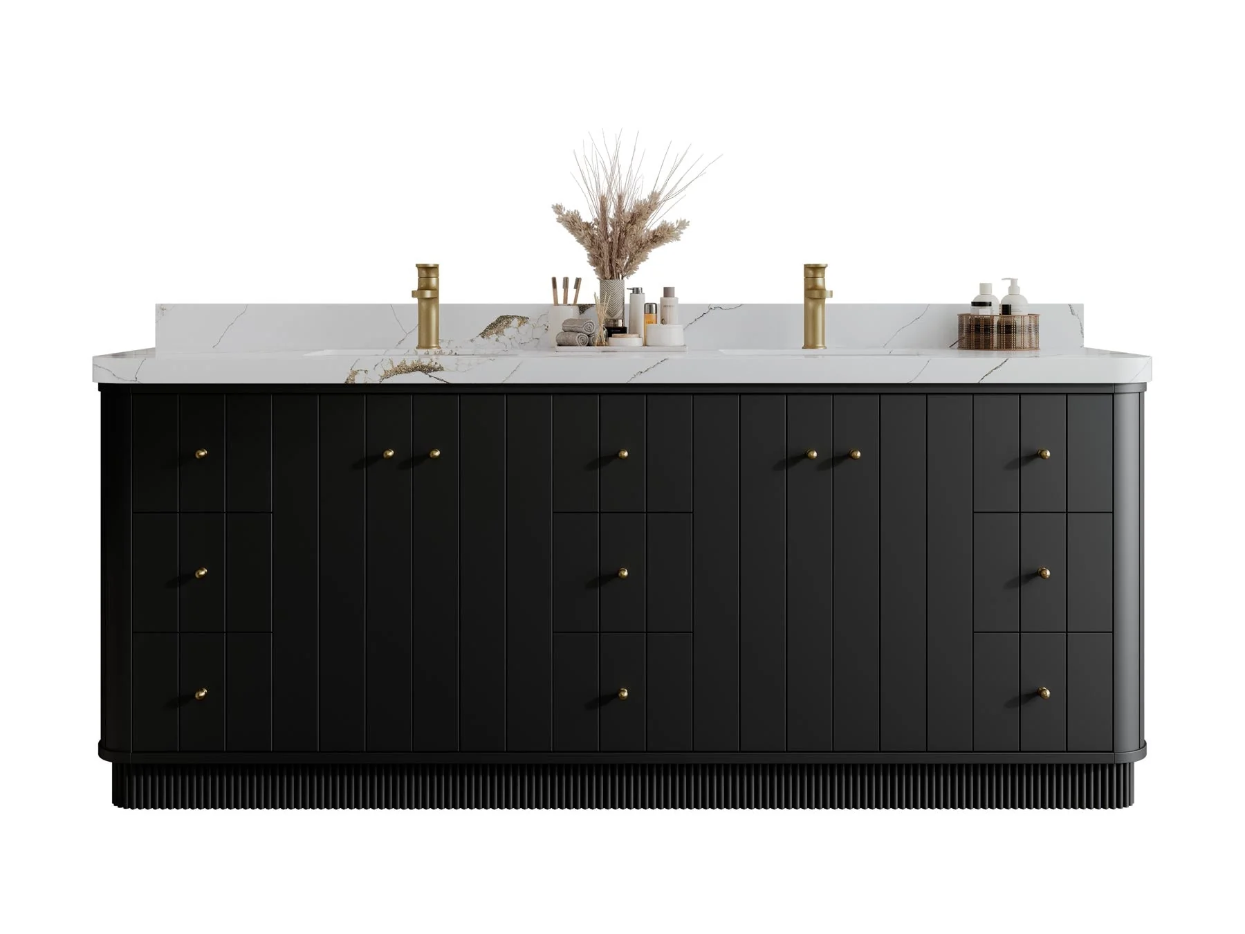 Houston 84 in. W x 22 in. D Free Standing Curved Edge Double Sink Bathroom Vanity - Image 7