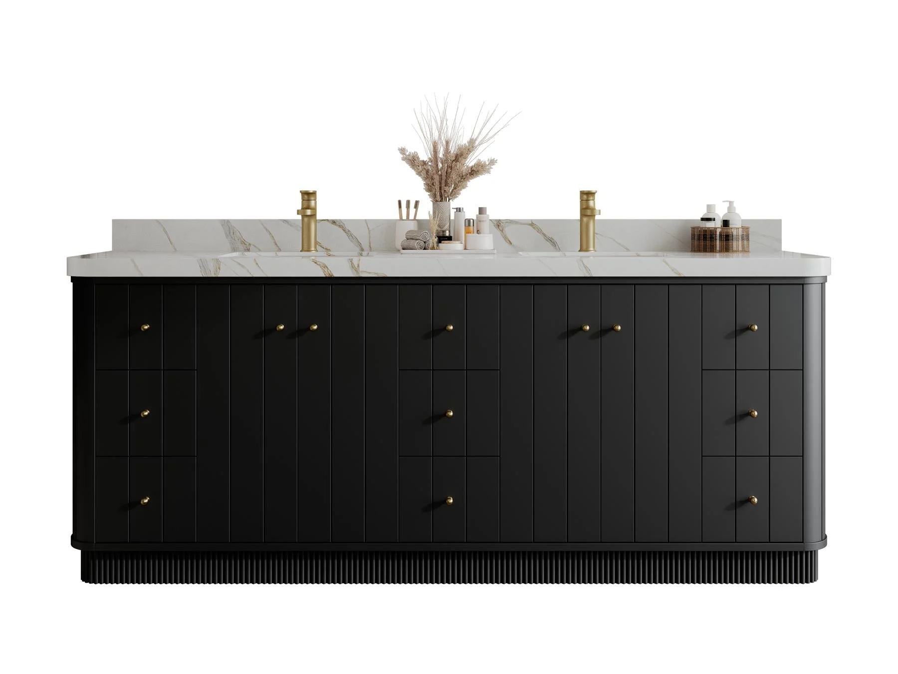 Houston 84 in. W x 22 in. D Free Standing Curved Edge Double Sink Bathroom Vanity - Image 9