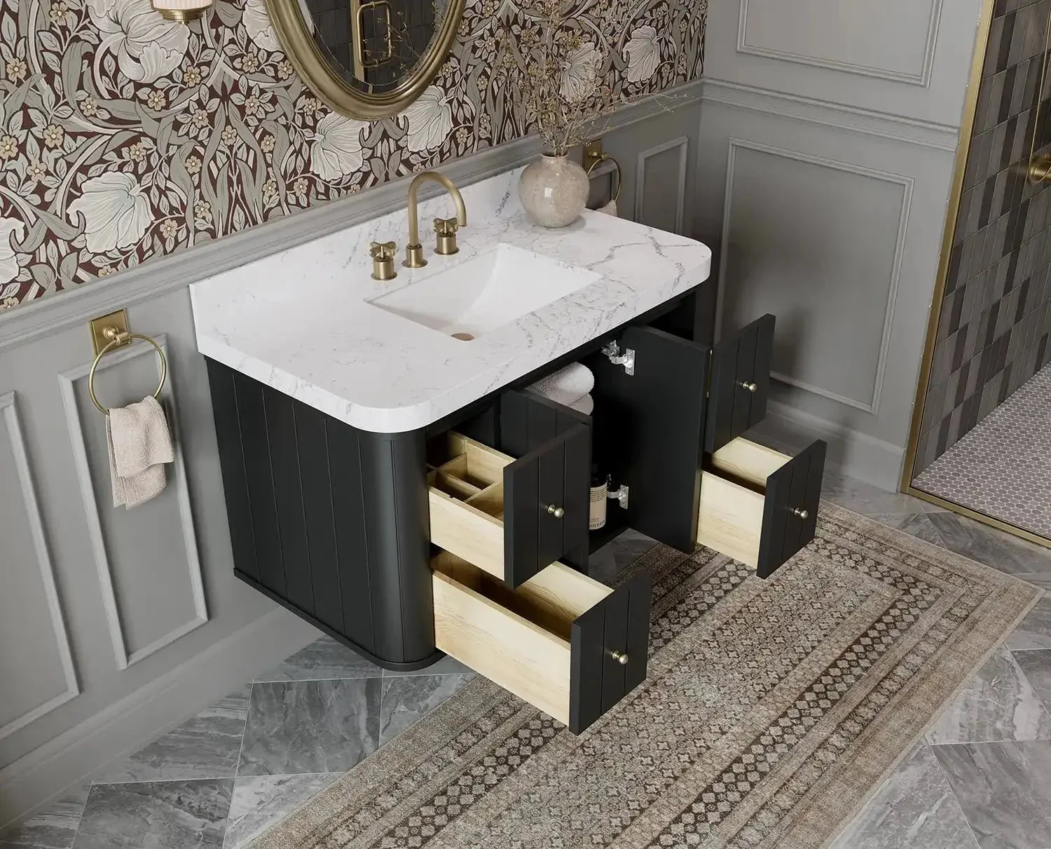 Houston Floating 42 in. W x 22 in. D Single Sink Bathroom Vanity - Image 3