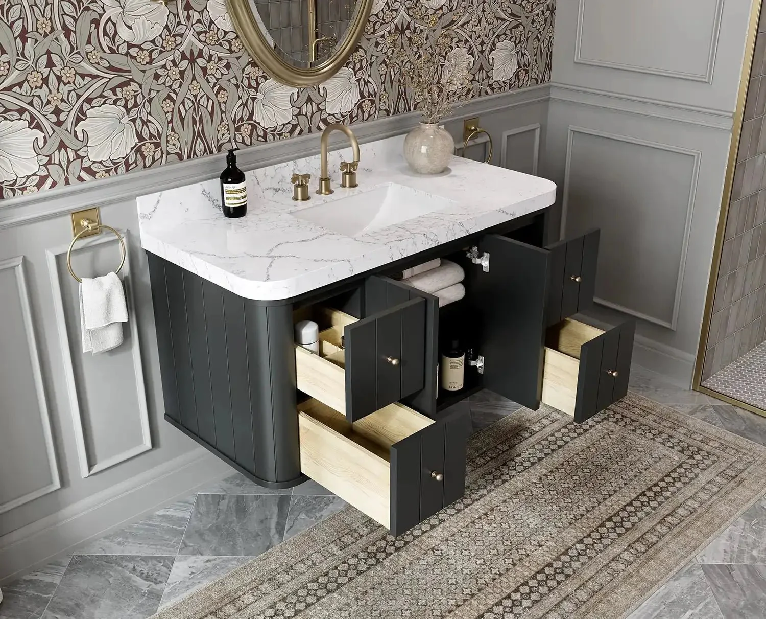 Houston Floating 48 in. W x 22 in. D Single Sink Bathroom Vanity - Image 3