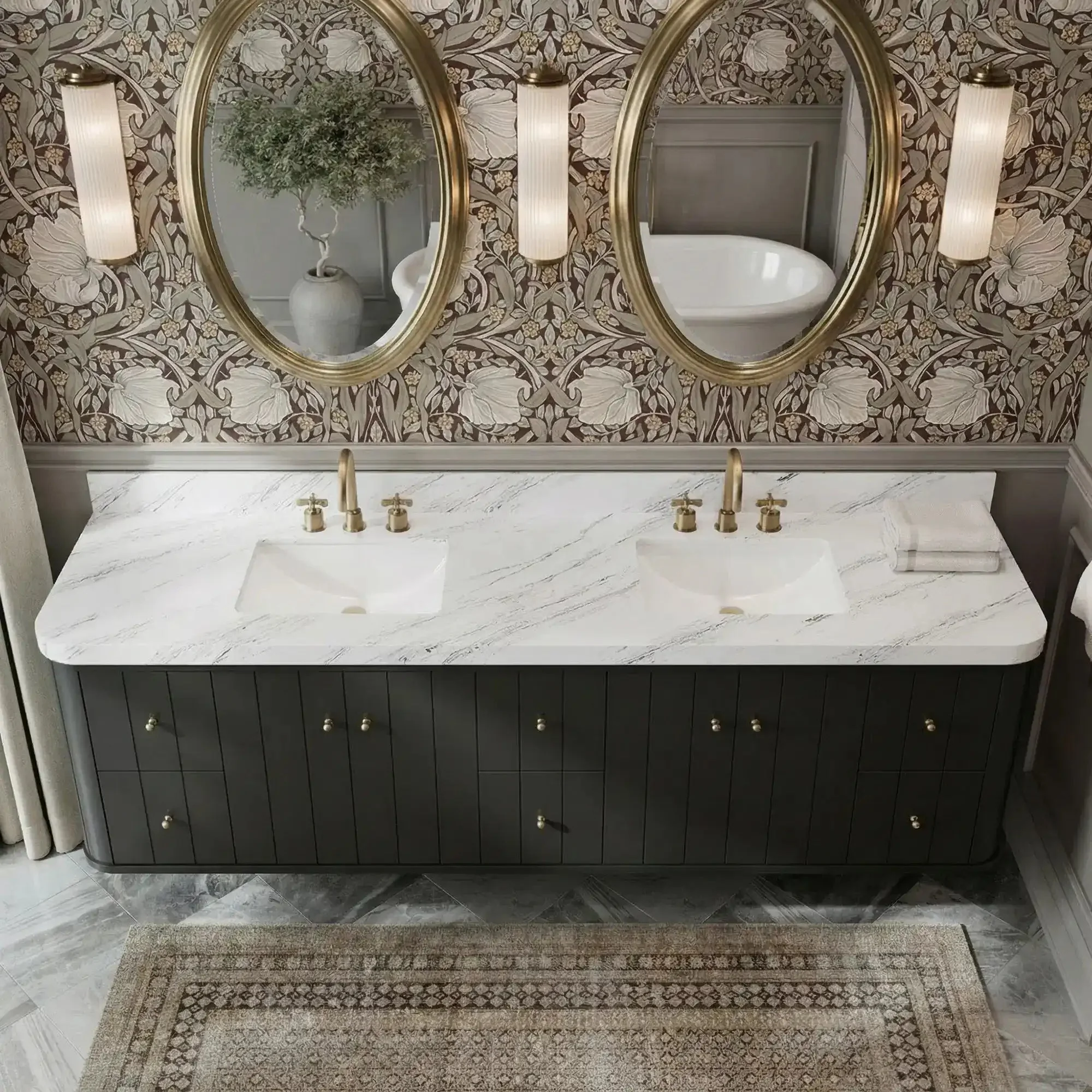 Houston Floating 84 in. W x 22 in. D Double Sink Bathroom Vanity - Image 10
