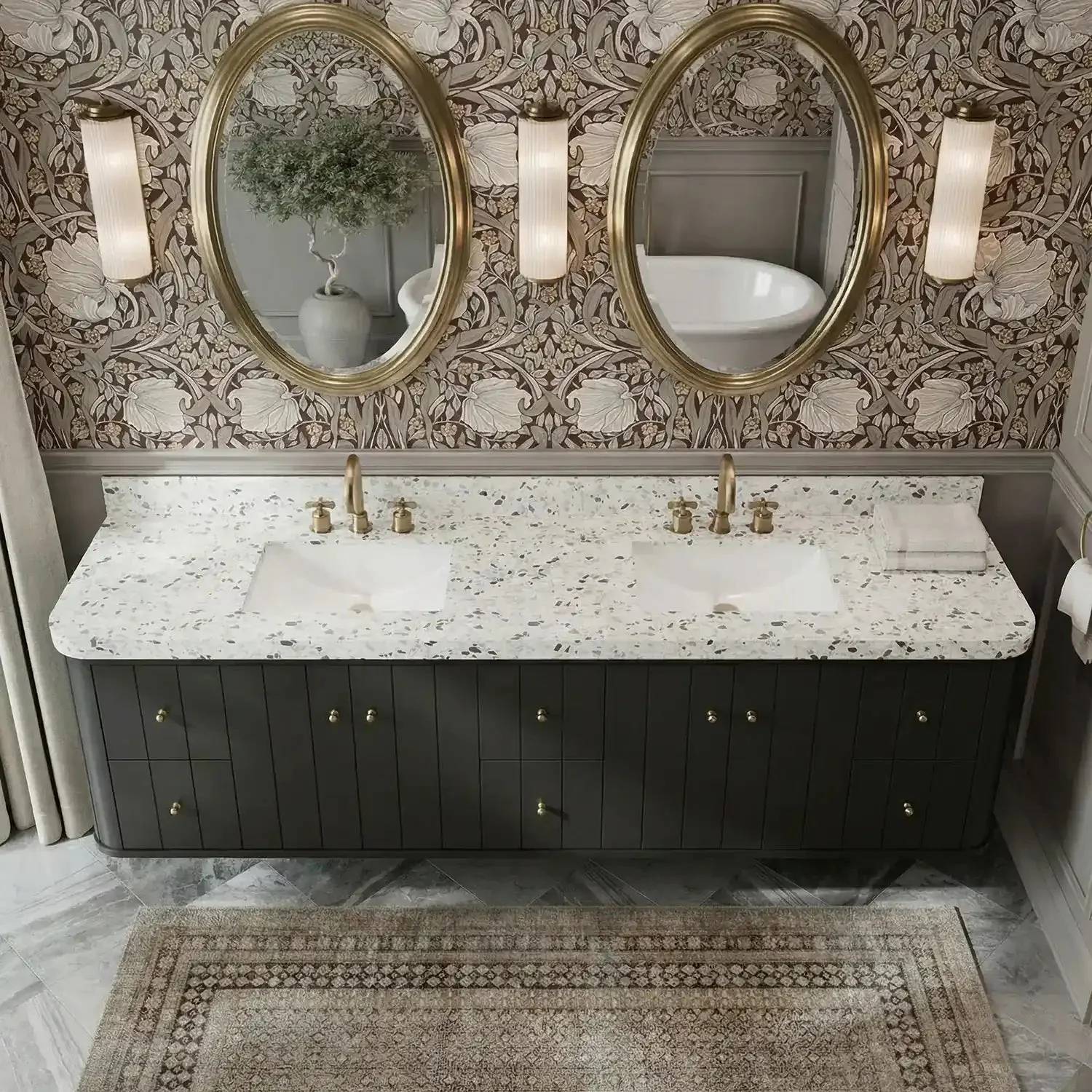 Houston Floating 84 in. W x 22 in. D Double Sink Bathroom Vanity - Image 11