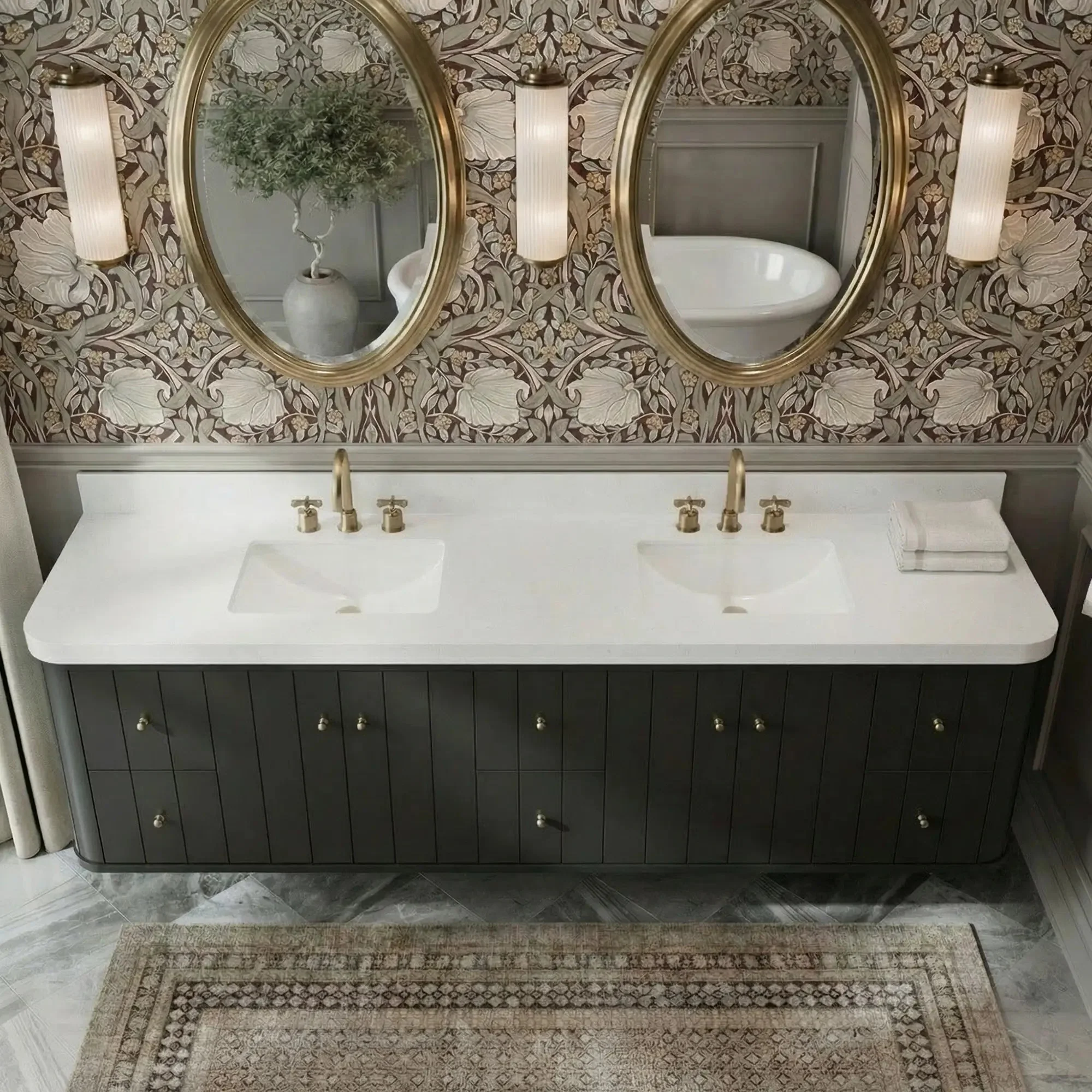 Houston Floating 84 in. W x 22 in. D Double Sink Bathroom Vanity - Image 12