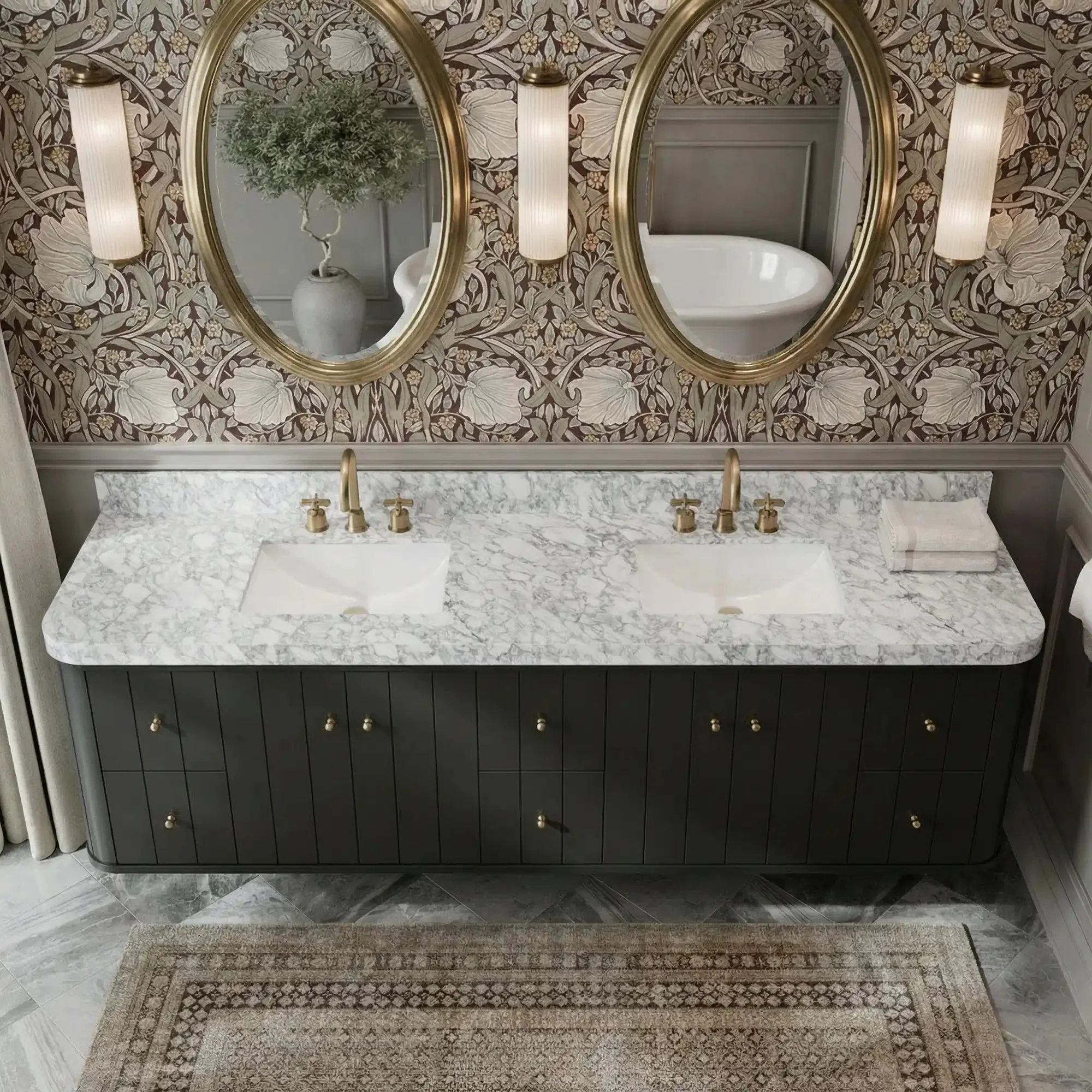 Houston Floating 84 in. W x 22 in. D Double Sink Bathroom Vanity - Image 14