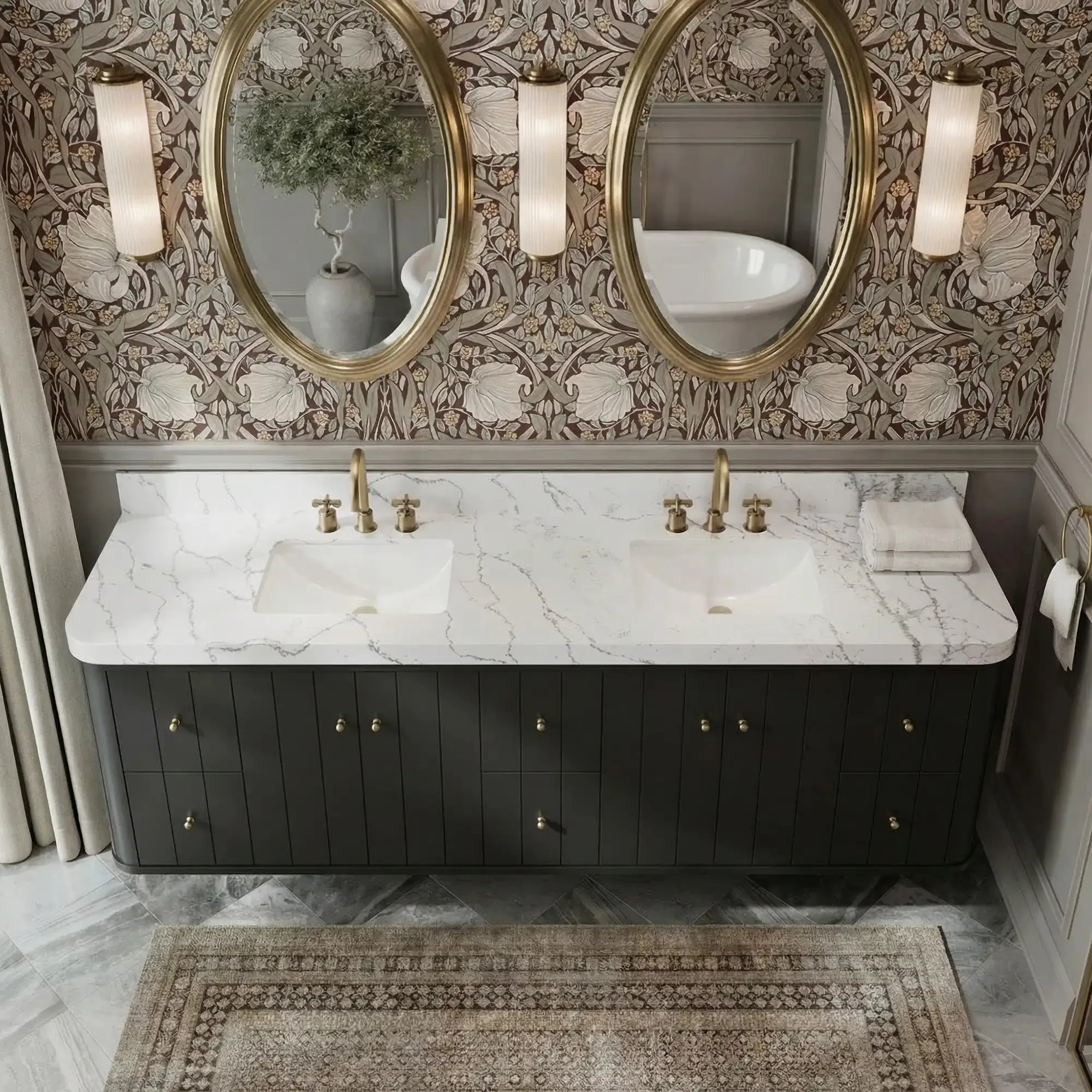 Houston Floating 84 in. W x 22 in. D Double Sink Bathroom Vanity - Image 15