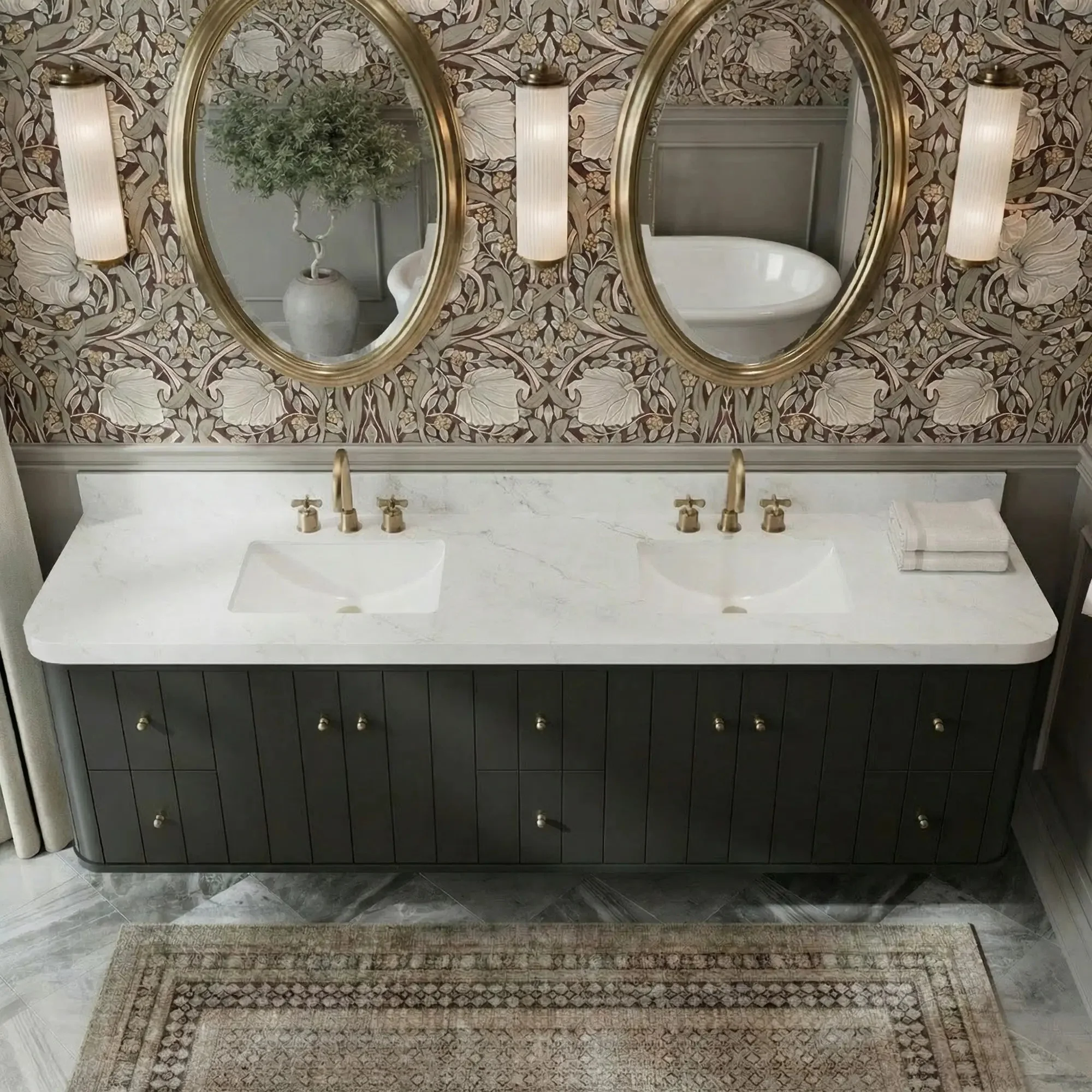 Houston Floating 84 in. W x 22 in. D Double Sink Bathroom Vanity - Image 6