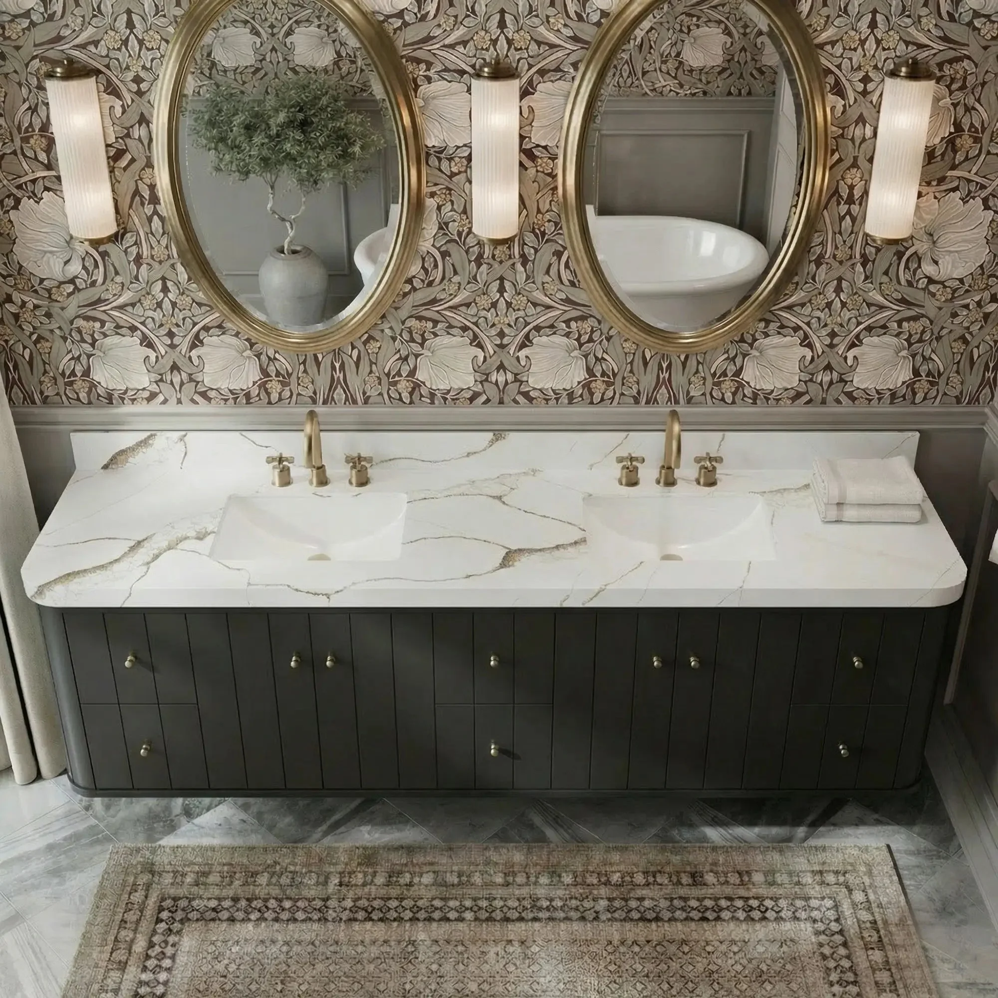 Houston Floating 84 in. W x 22 in. D Double Sink Bathroom Vanity - Image 7