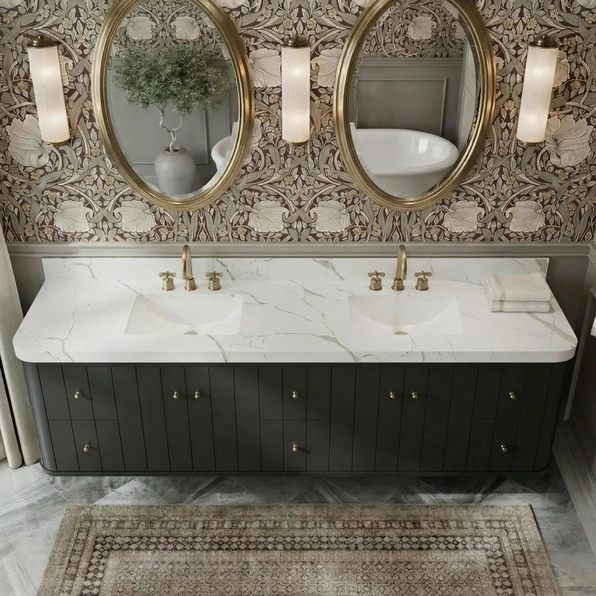 Houston Floating 84 in. W x 22 in. D Double Sink Bathroom Vanity - Image 8