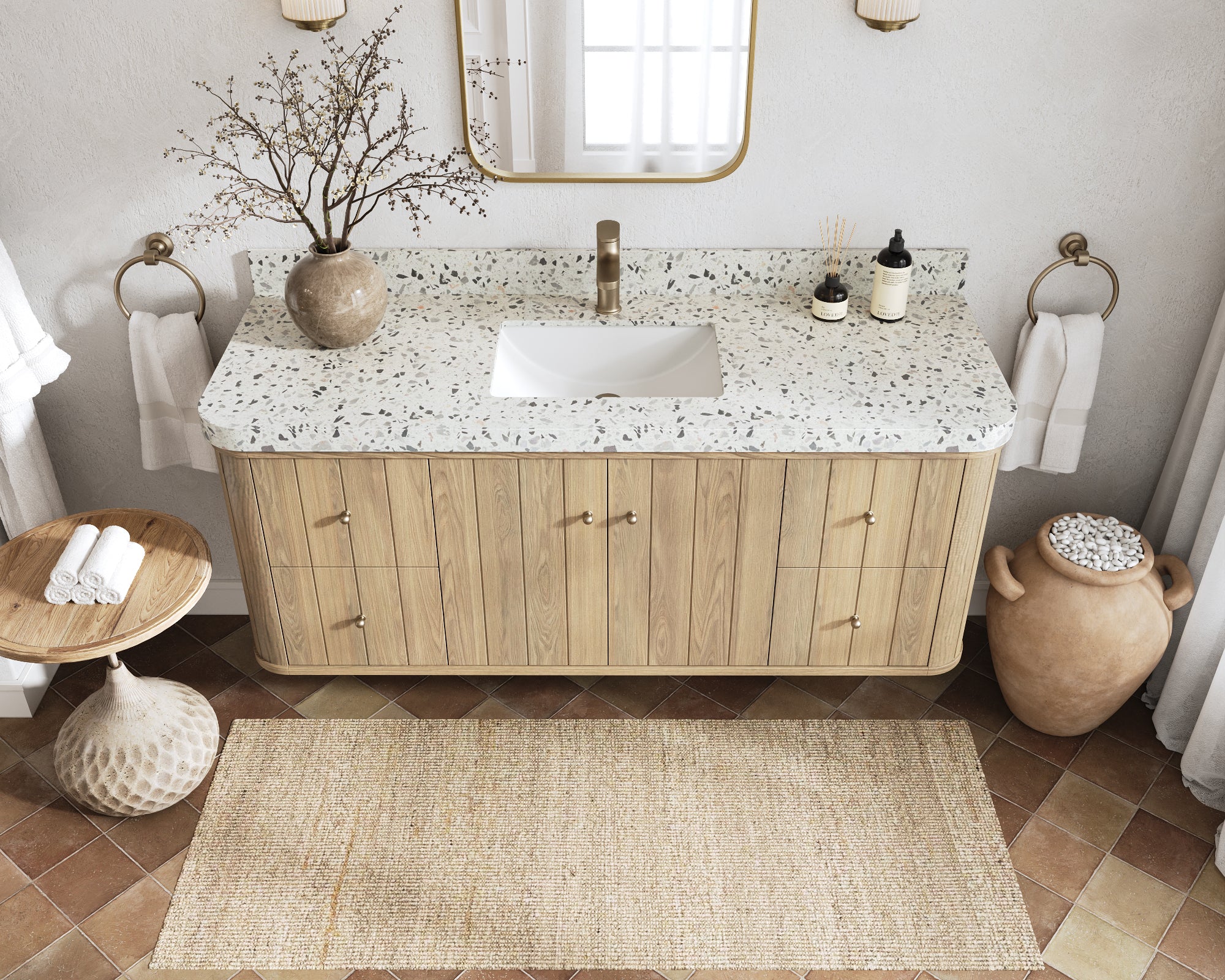 Houston White Oak 60 in. W x 22 in. D Floating Single Sink Bathroom Vanity with Curved Edge Design - Image 17
