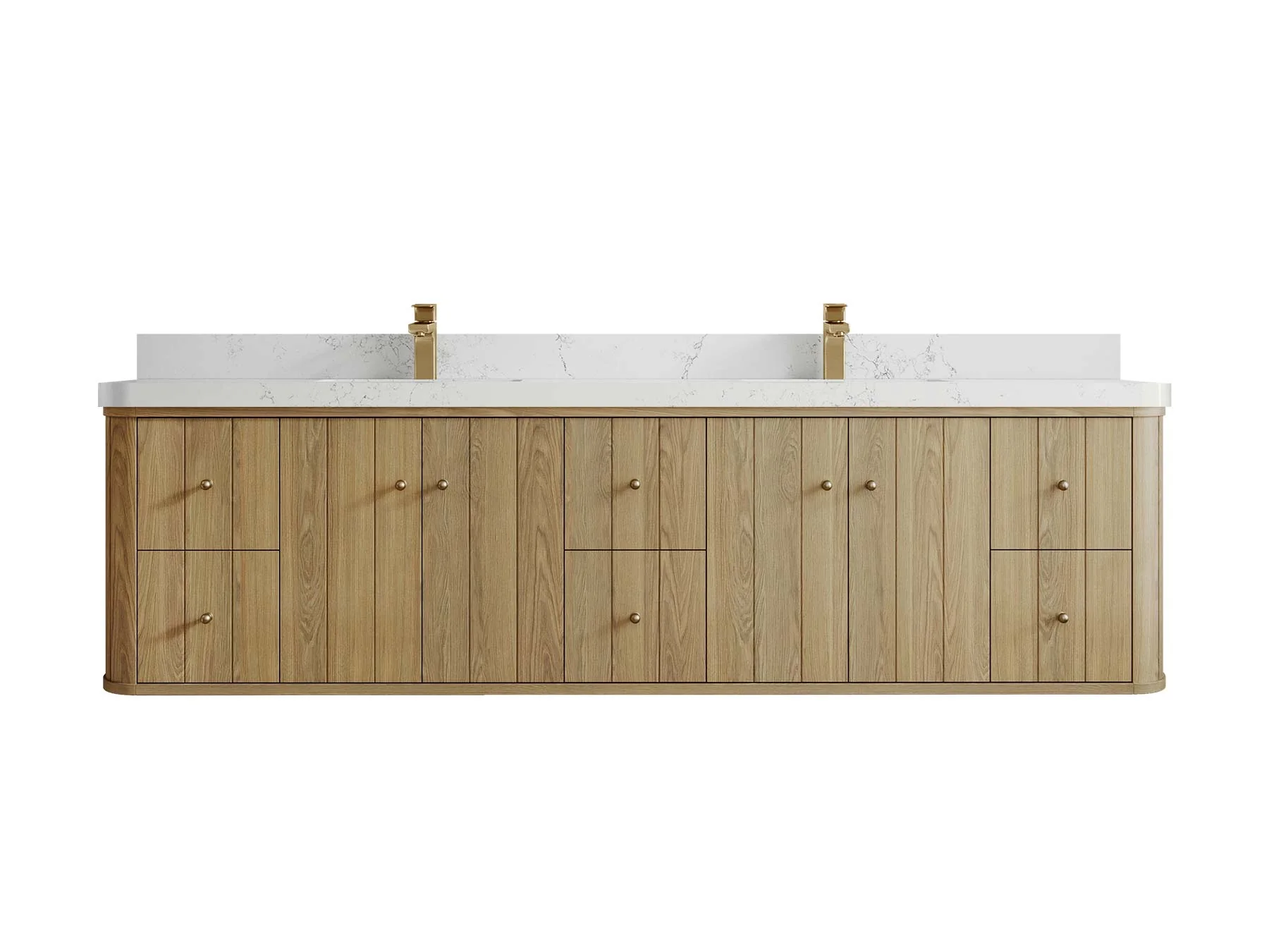 Houston White Oak 84 in. W x 22 in. D Floating Double Sink Bathroom Vanity with Curved Edge Design - Image 14