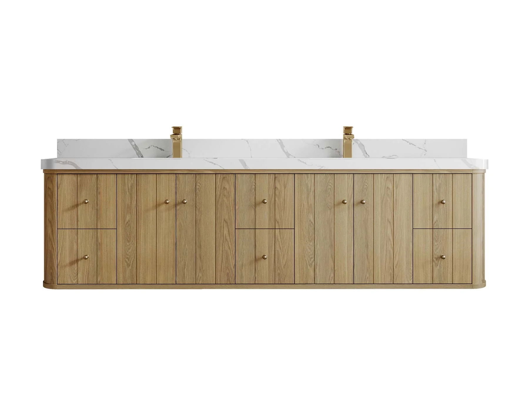 Houston White Oak 84 in. W x 22 in. D Floating Double Sink Bathroom Vanity with Curved Edge Design - Image 18