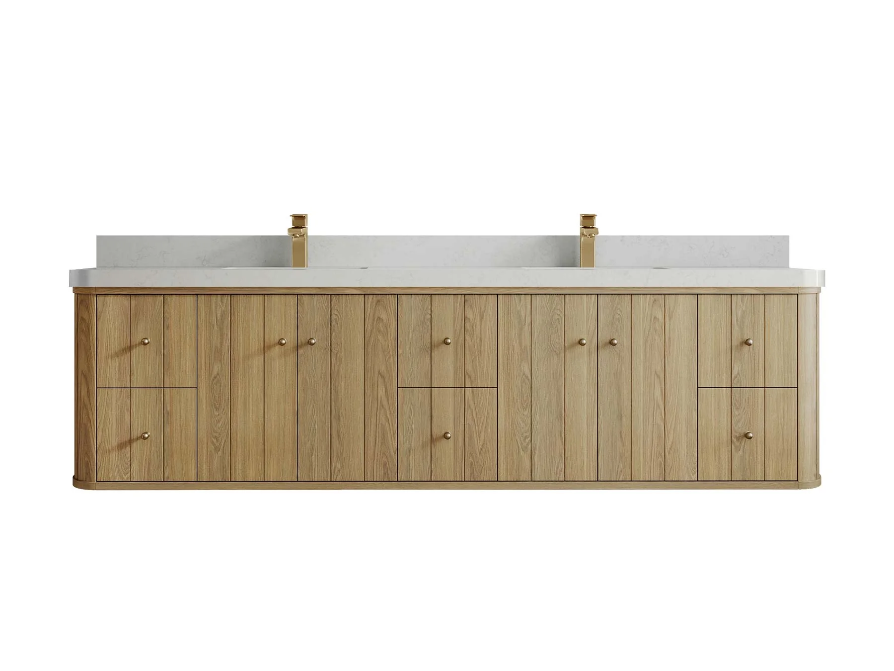 Houston White Oak 84 in. W x 22 in. D Floating Double Sink Bathroom Vanity with Curved Edge Design - Image 20