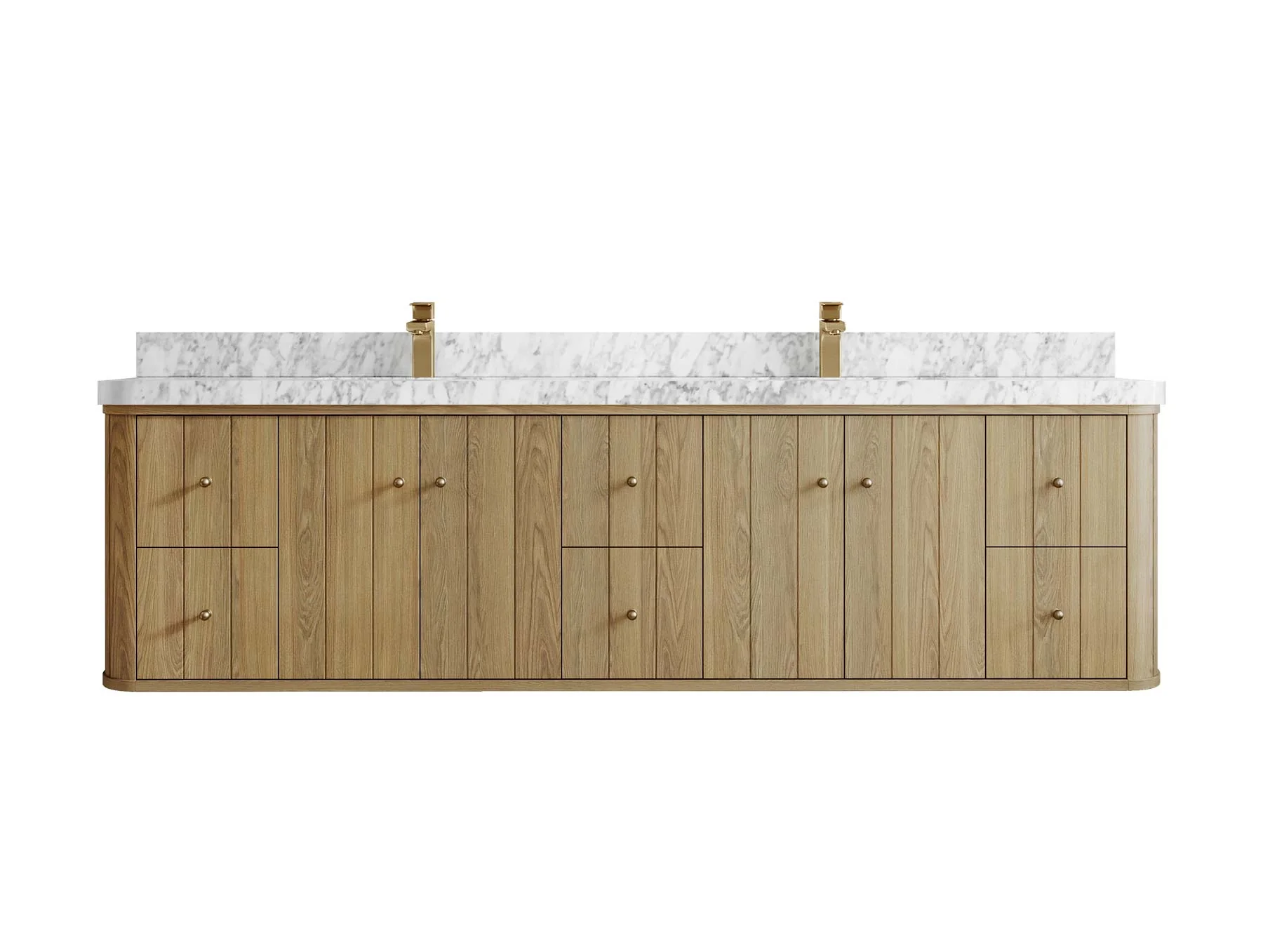 Houston White Oak 84 in. W x 22 in. D Floating Double Sink Bathroom Vanity with Curved Edge Design - Image 24