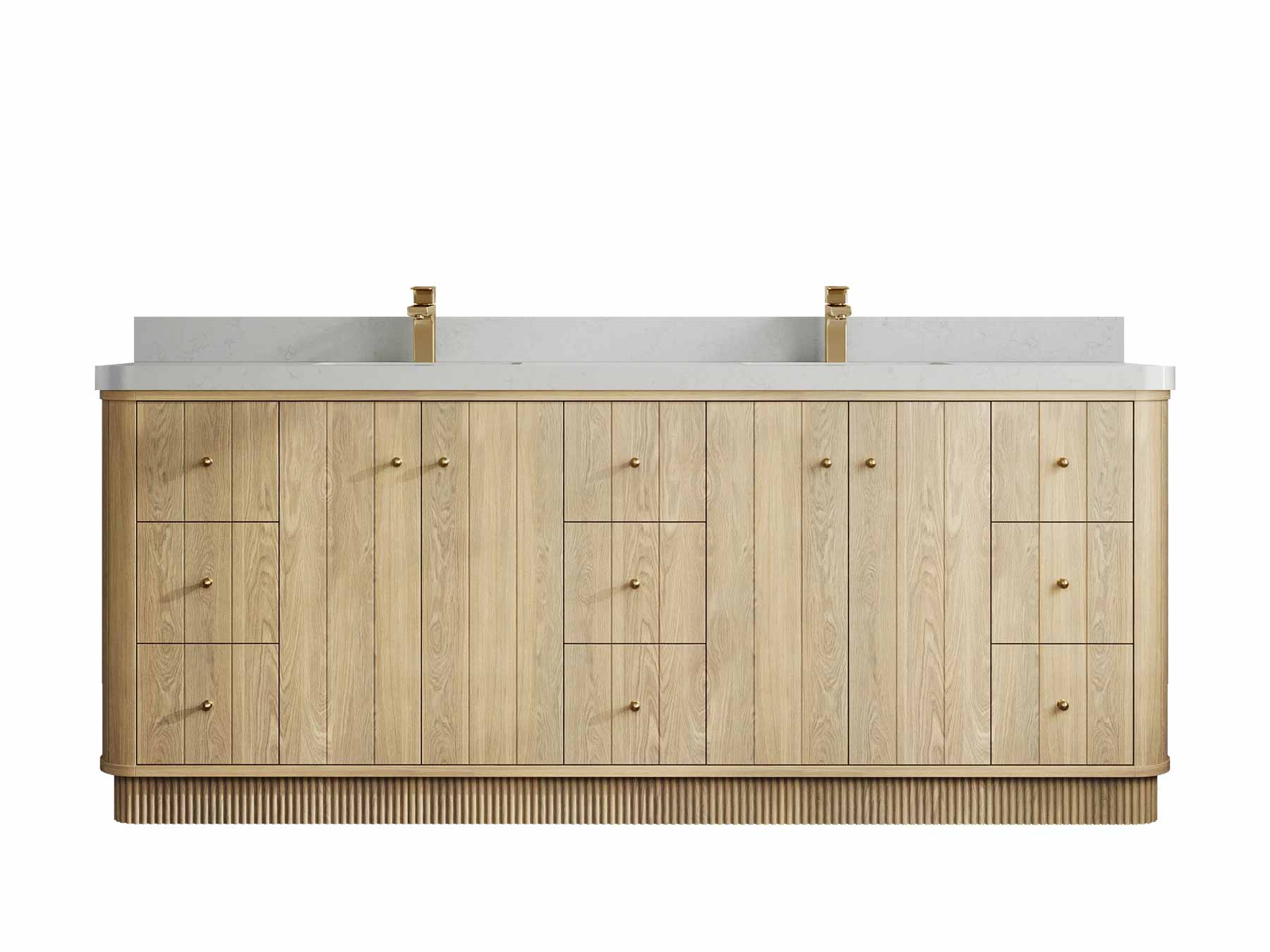 Houston White Oak 84 in. W x 22 in. D Free Standing Curved Edge Double Sink Bathroom Vanity - Image 10