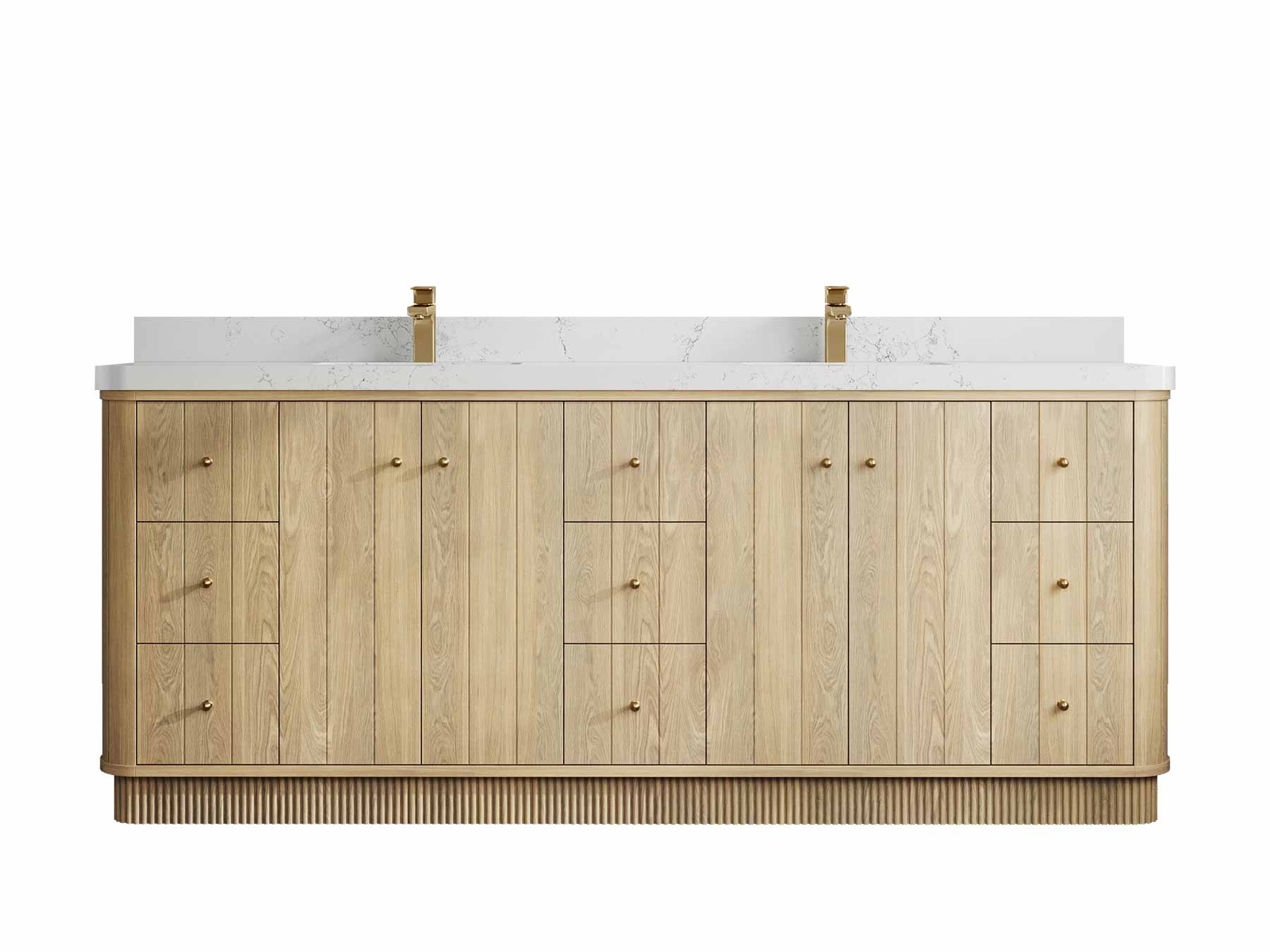 Houston White Oak 84 in. W x 22 in. D Free Standing Curved Edge Double Sink Bathroom Vanity - Image 20