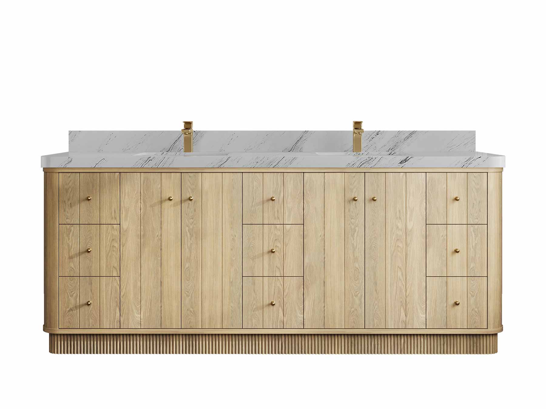 Houston White Oak 84 in. W x 22 in. D Free Standing Curved Edge Double Sink Bathroom Vanity - Image 22