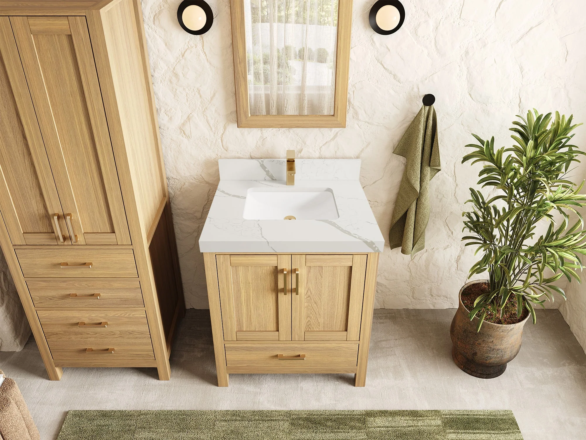 Malibu White Oak 30 in. W x 22 in. D Single Sink Bathroom Vanity - Image 15
