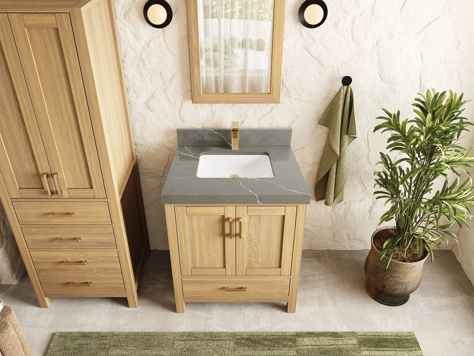Malibu White Oak 30 in. W x 22 in. D Single Sink Bathroom Vanity - Image 33