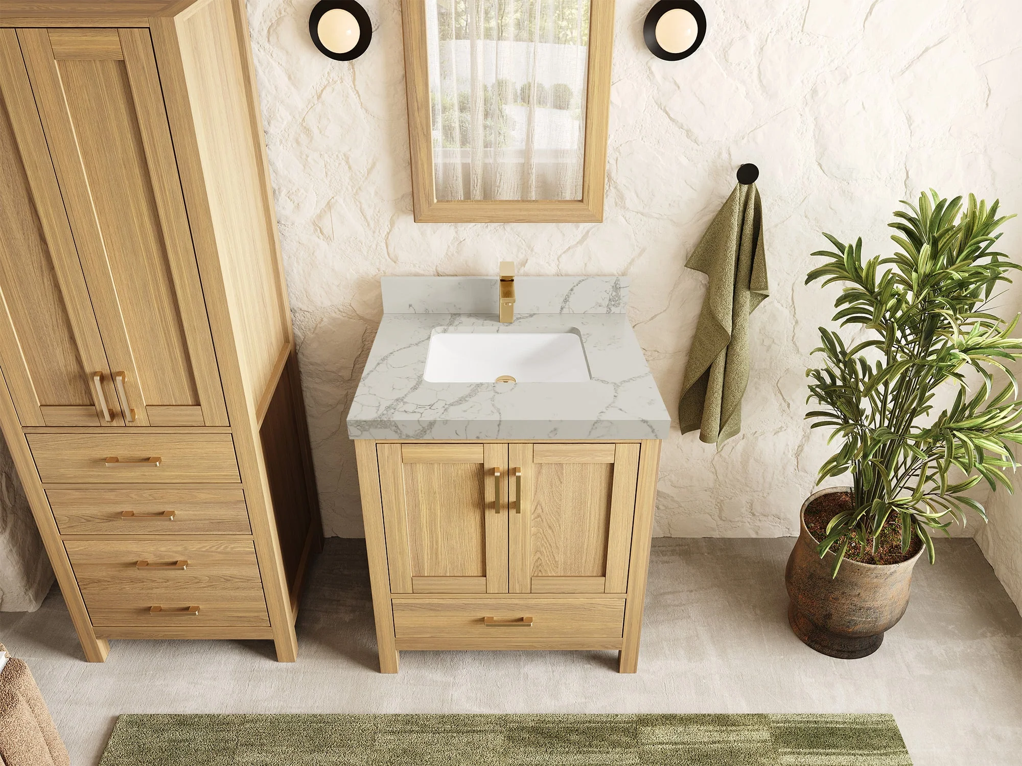 Malibu White Oak 30 in. W x 22 in. D Single Sink Bathroom Vanity - Image 41