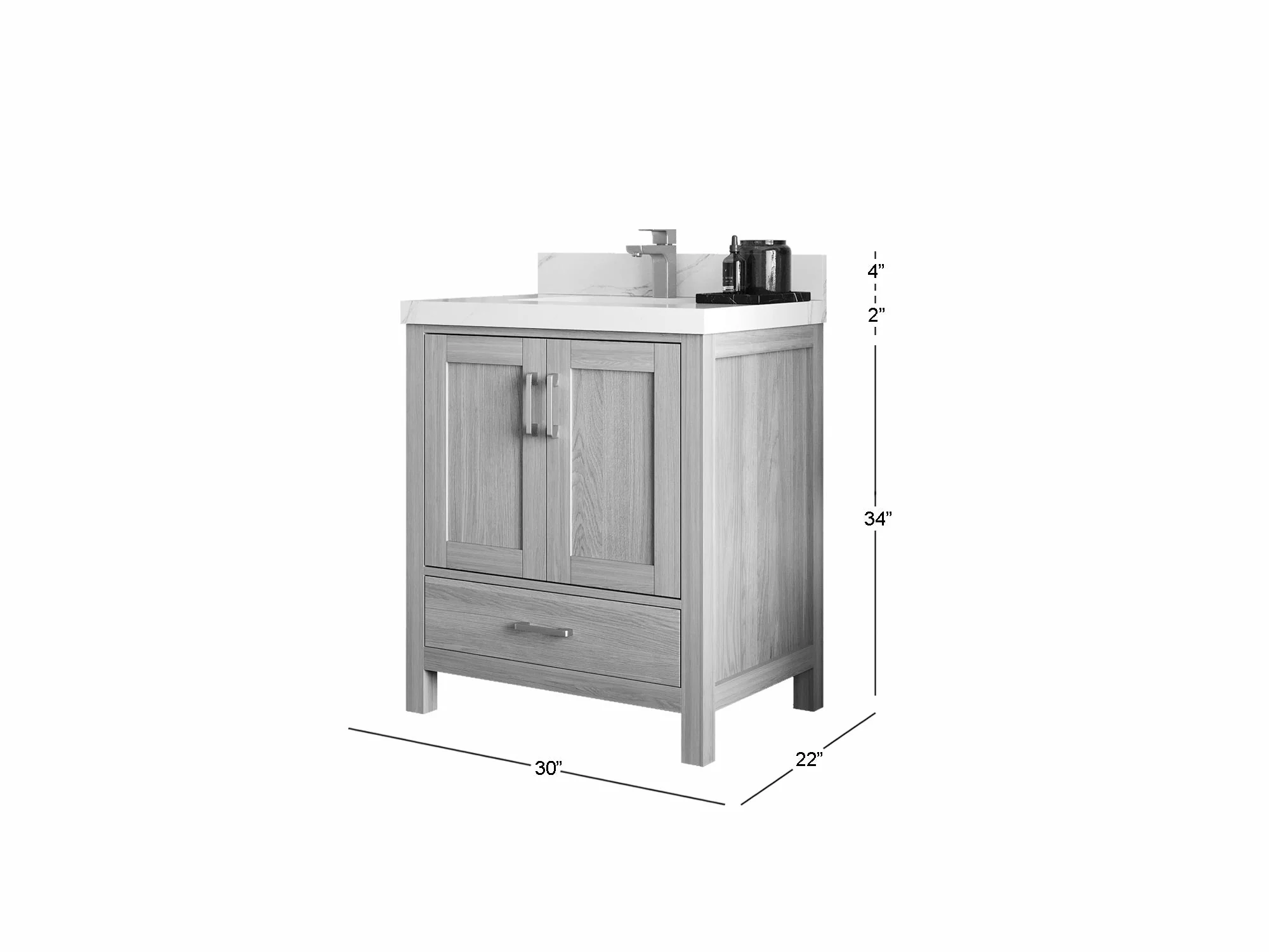 Malibu White Oak 30 in. W x 22 in. D Single Sink Bathroom Vanity - Image 5