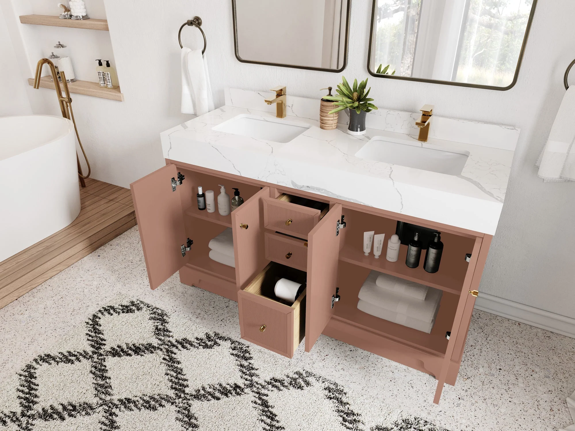 Manhattan 60 in. W x 22 in. D Double Sink Bathroom Vanity - Image 3