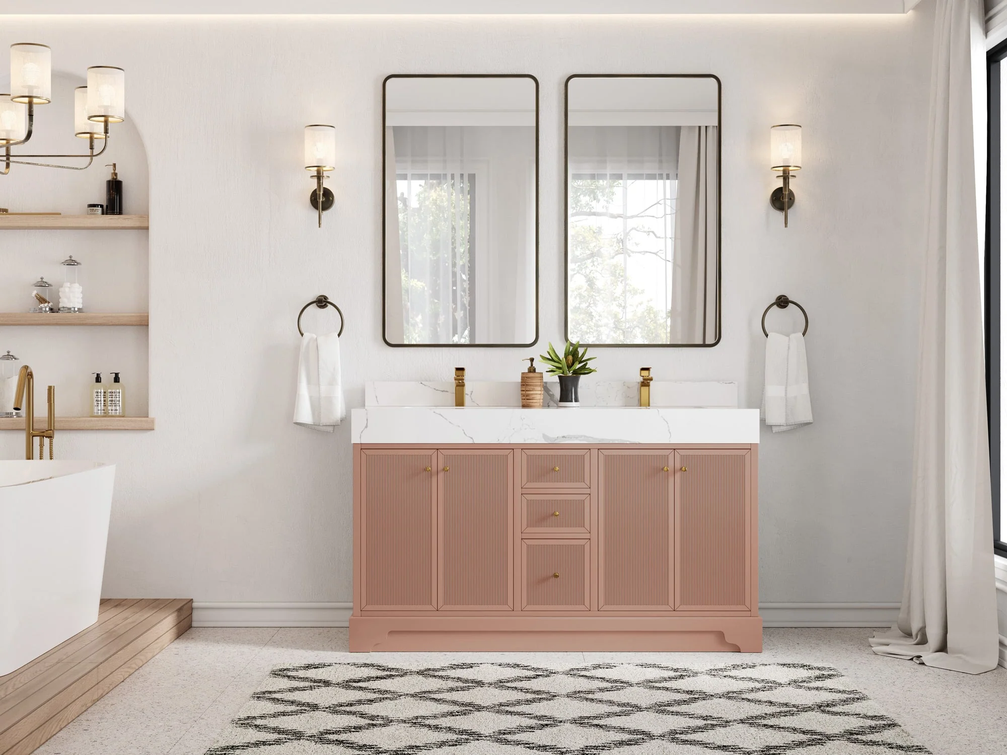 Manhattan 60 in. W x 22 in. D Double Sink Bathroom Vanity - Image 4