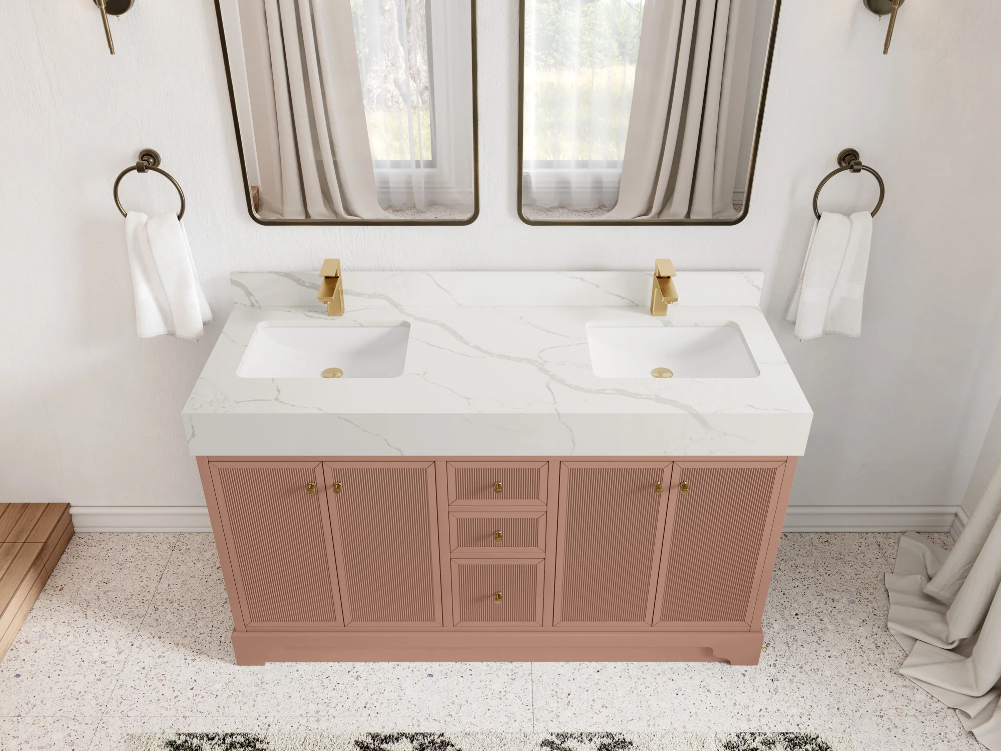 Manhattan 60 in. W x 22 in. D Double Sink Bathroom Vanity - Image 7