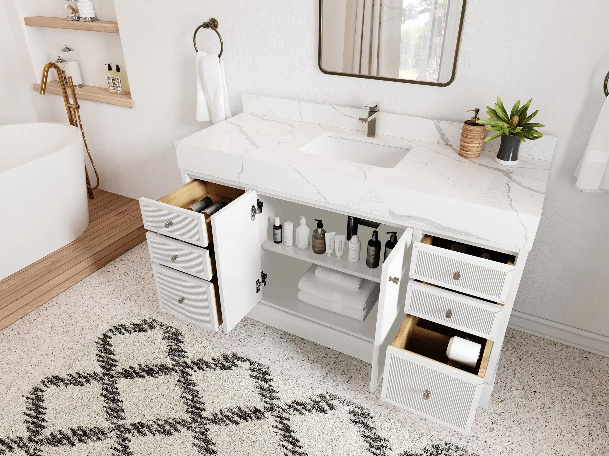 Manhattan 60 in. W x 22 in. D Single Sink Bathroom Vanity - Image 3