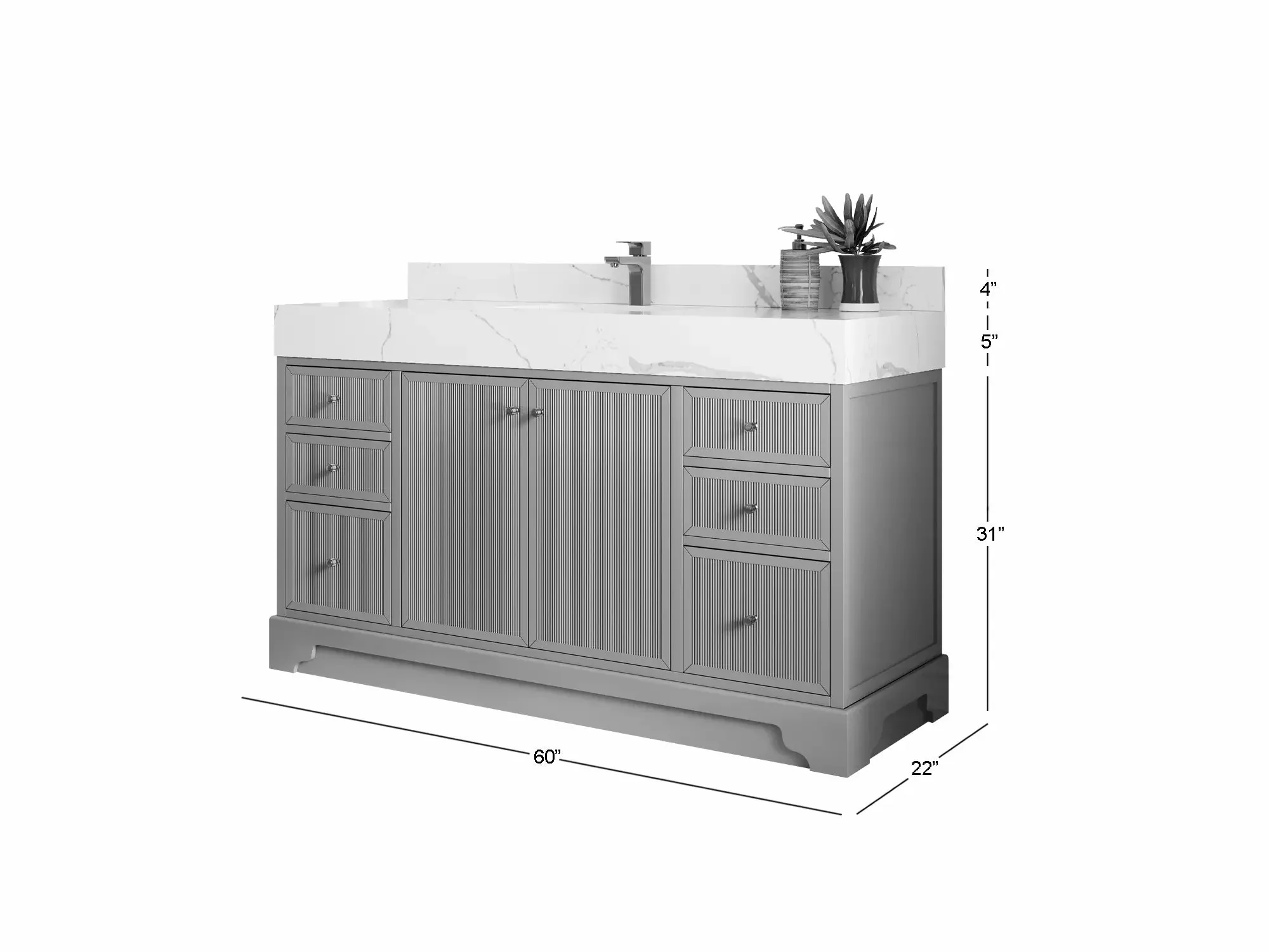 Manhattan 60 in. W x 22 in. D Single Sink Bathroom Vanity - Image 5