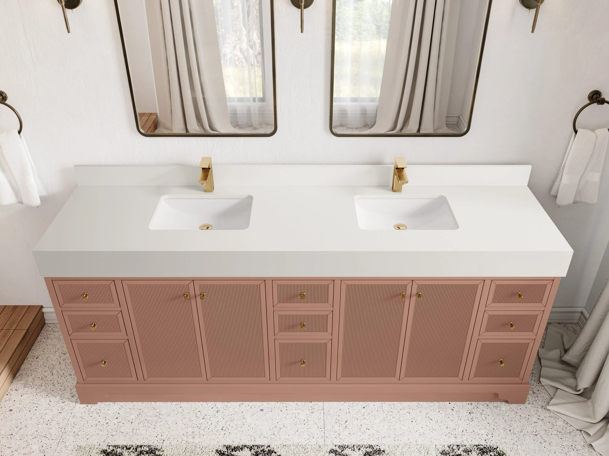 Manhattan 84 in. W x 22 in. D Double Sink Bathroom Vanity - Image 11