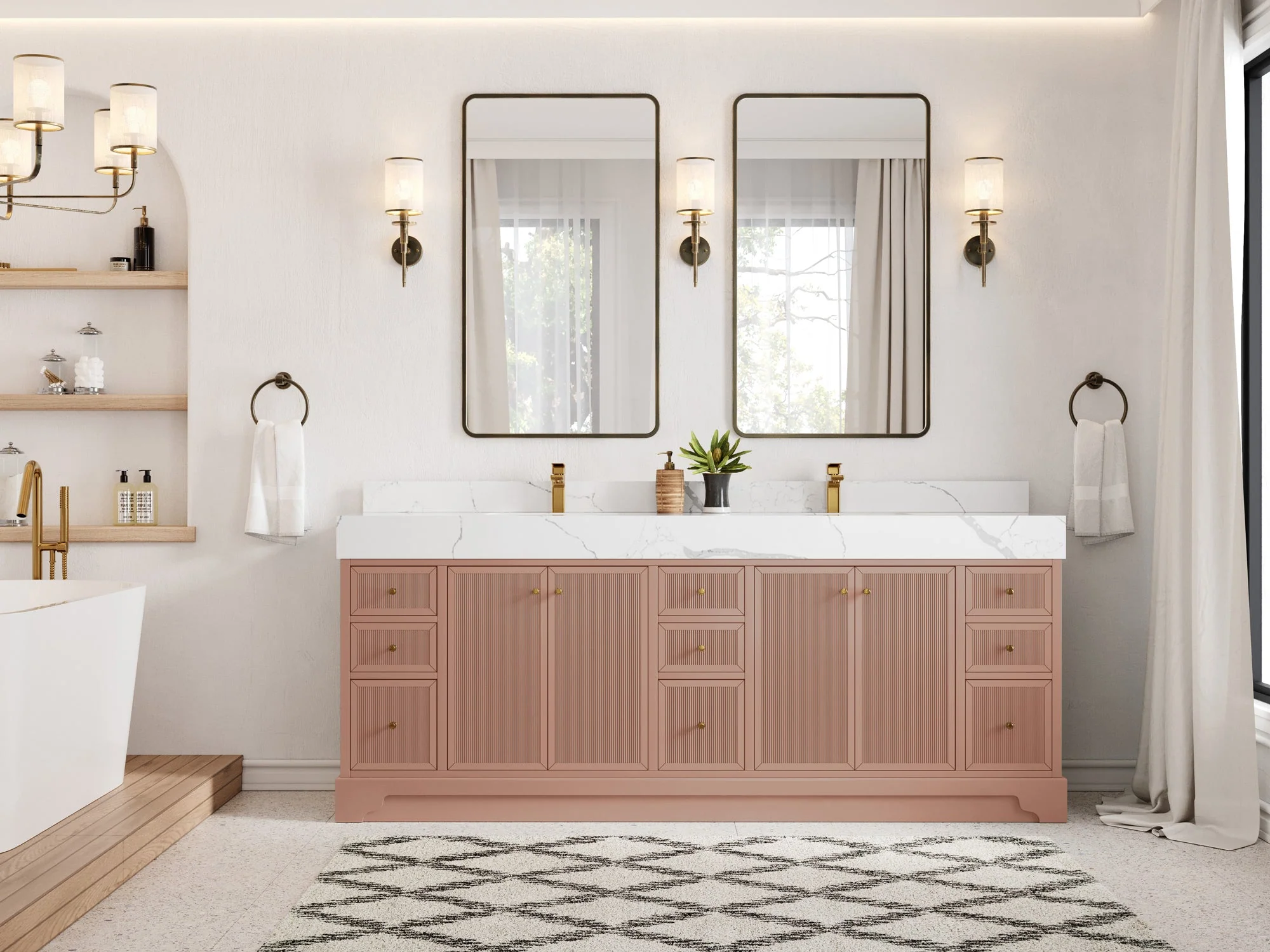 Manhattan 84 in. W x 22 in. D Double Sink Bathroom Vanity - Image 4