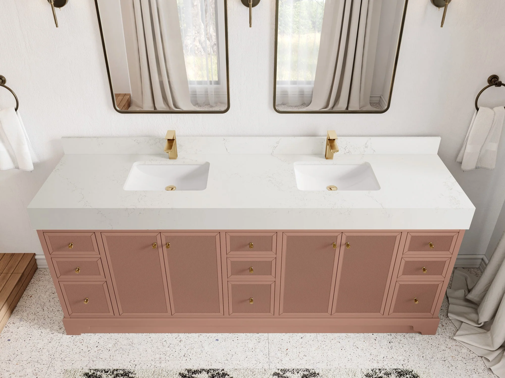 Manhattan 84 in. W x 22 in. D Double Sink Bathroom Vanity - Image 9