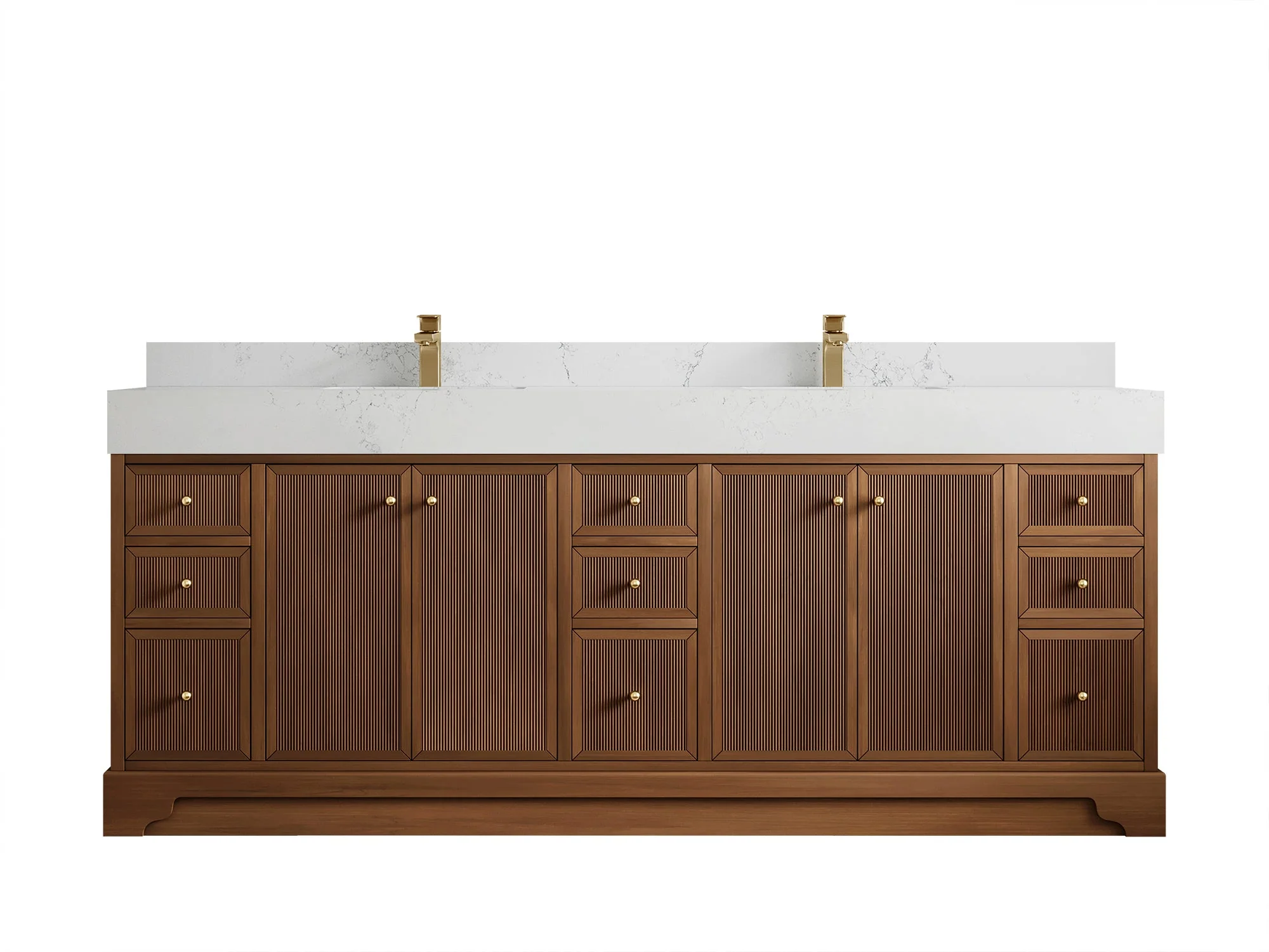 Manhattan Teak 84 in W x 22 in D Free Standing Reeded Double Sink Bathroom Vanity - Image 10